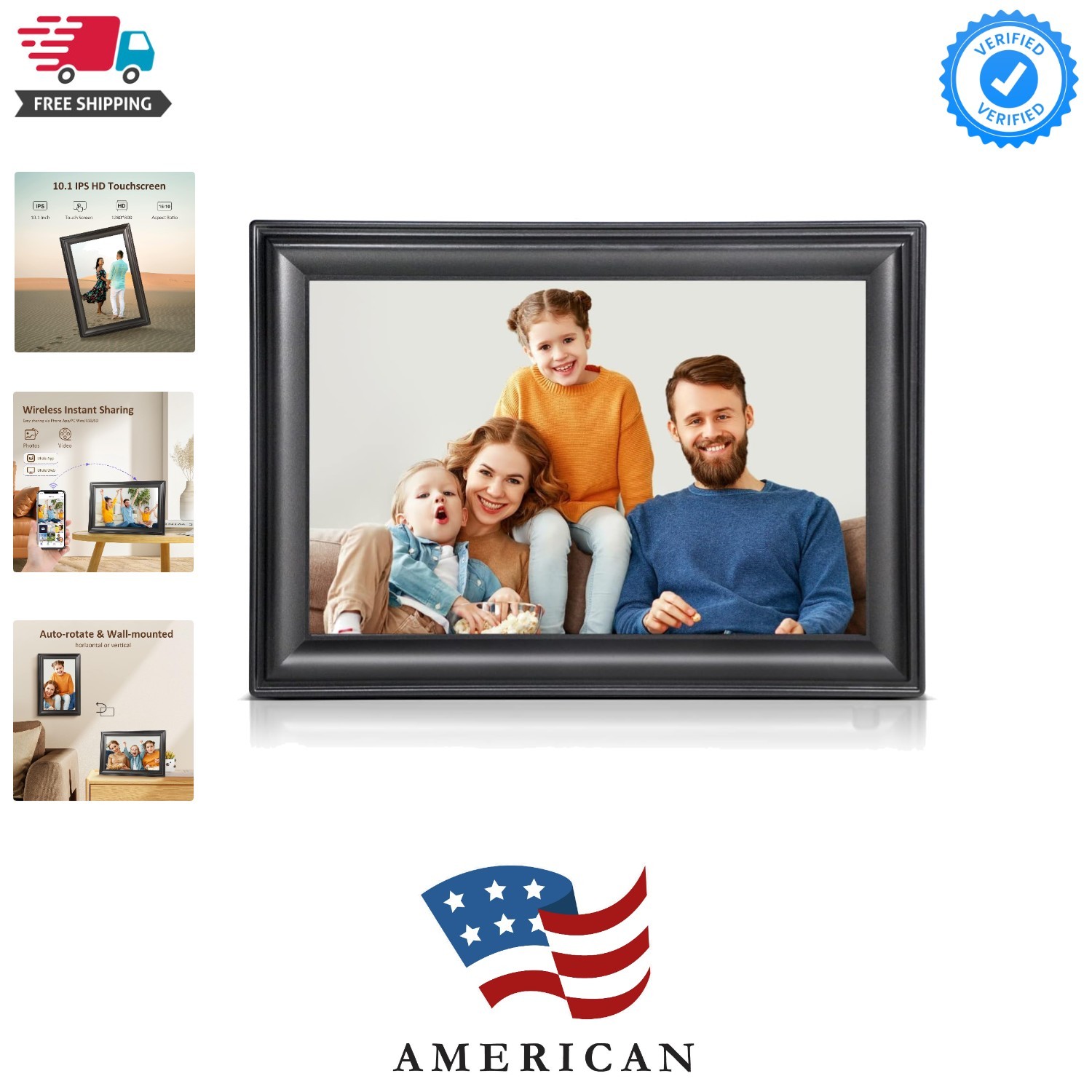 10.1 Inch WiFi Digital Picture Frame, 1280x800HD IPS Touch Screen Digital Pho...