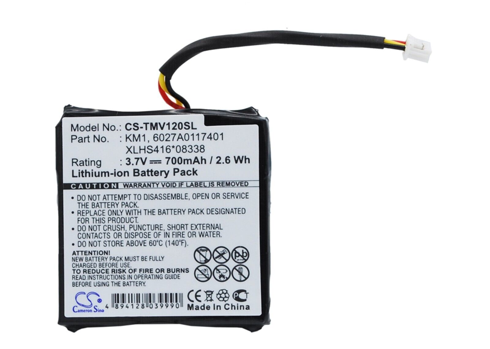 BATTERIE 700mAh KM1 6027A0117401 XLHS416*08338 6027A0117412 For TOMTOM Via 120