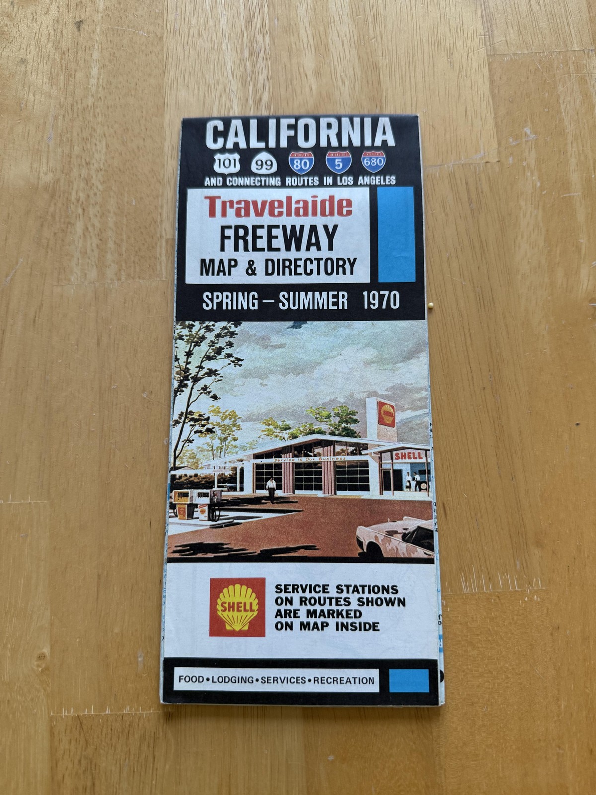 Vintage 1970 Travelaide California Freeway Road Map Directory Shell Gas Folded