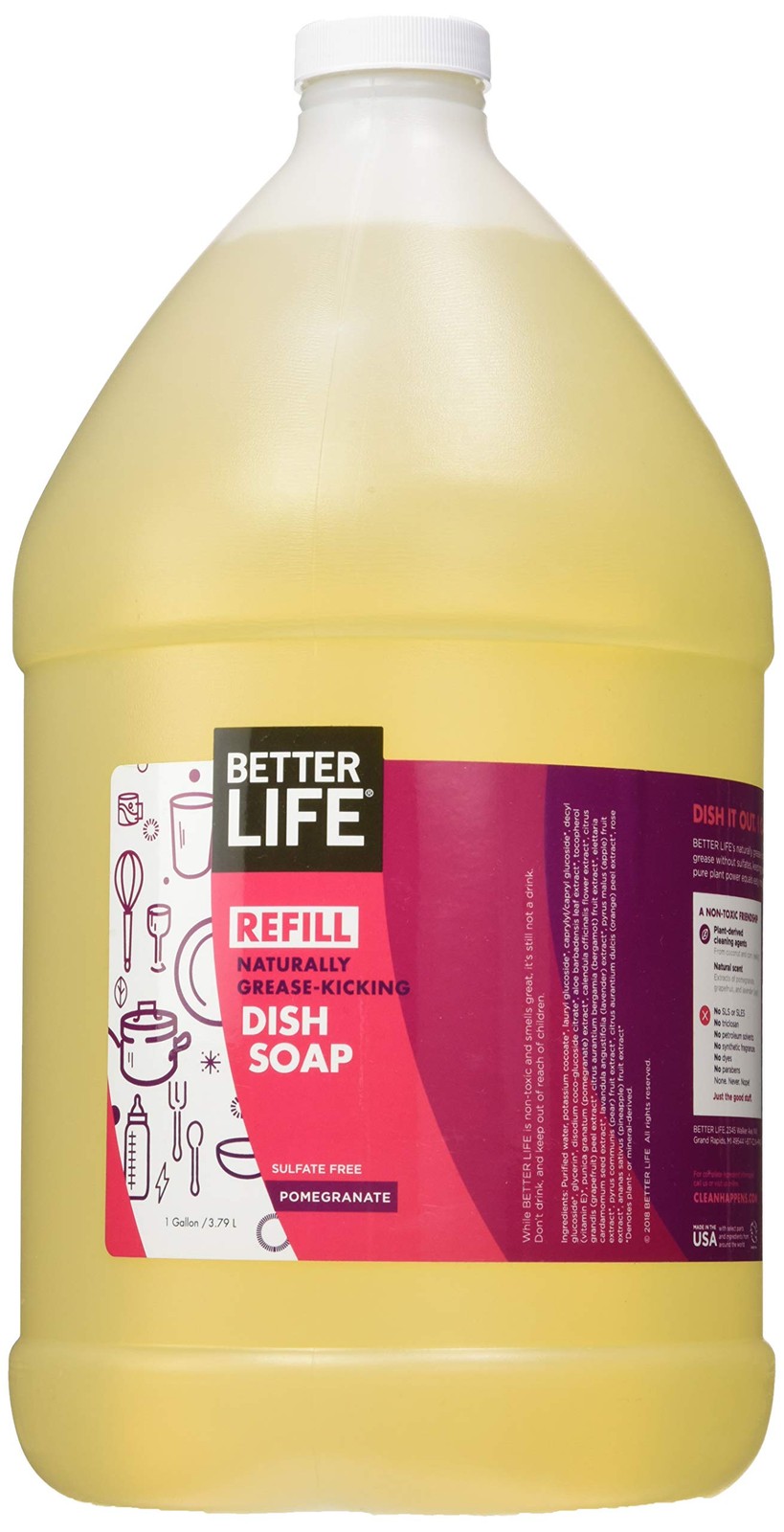 Better Life Sulfate Free Dish Soap Refill, Currant and Citrus, 128oz (Refill), C