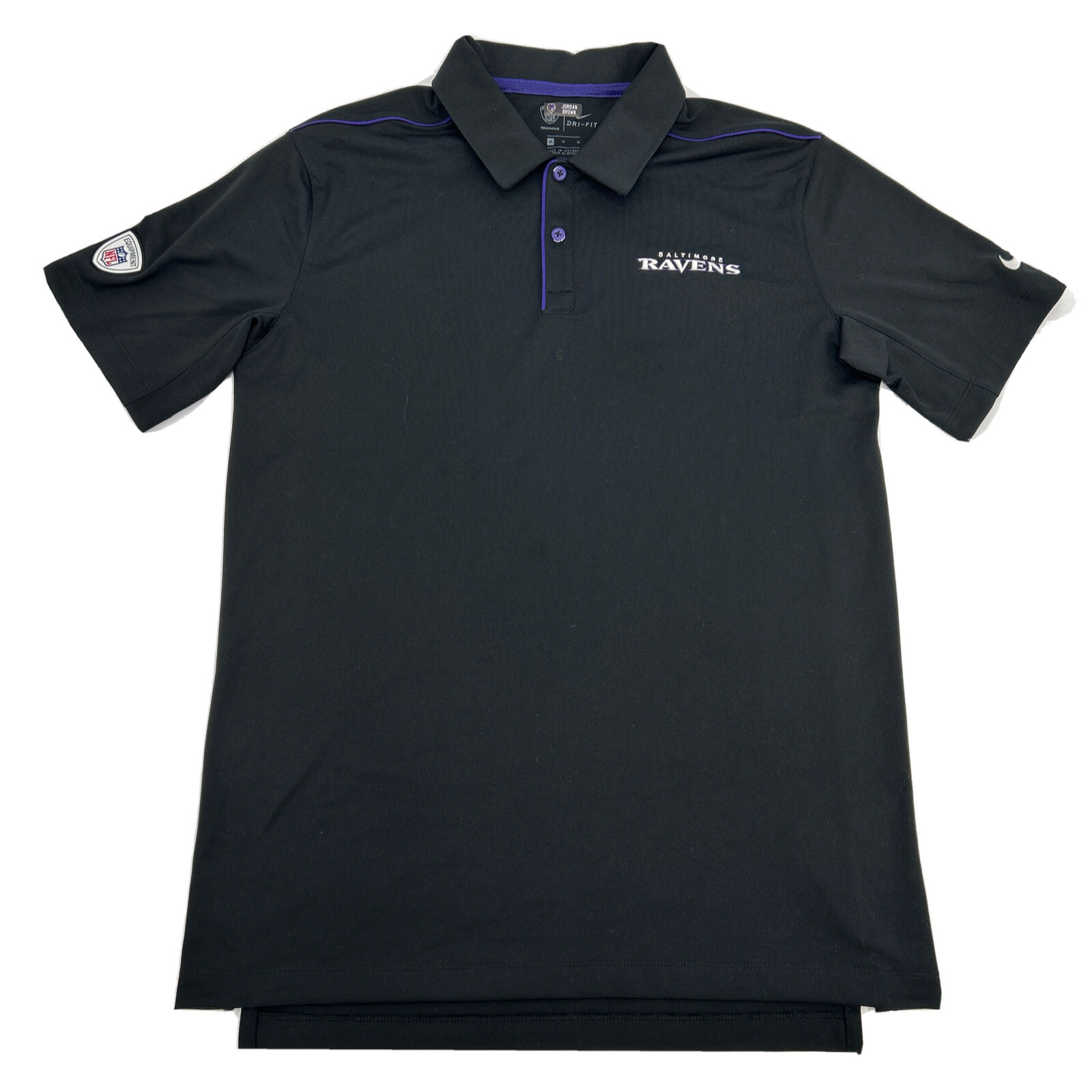 Baltimore Ravens Shirt Mens M Black Nike Dri Fit Polo Team Issue Jordan Brown