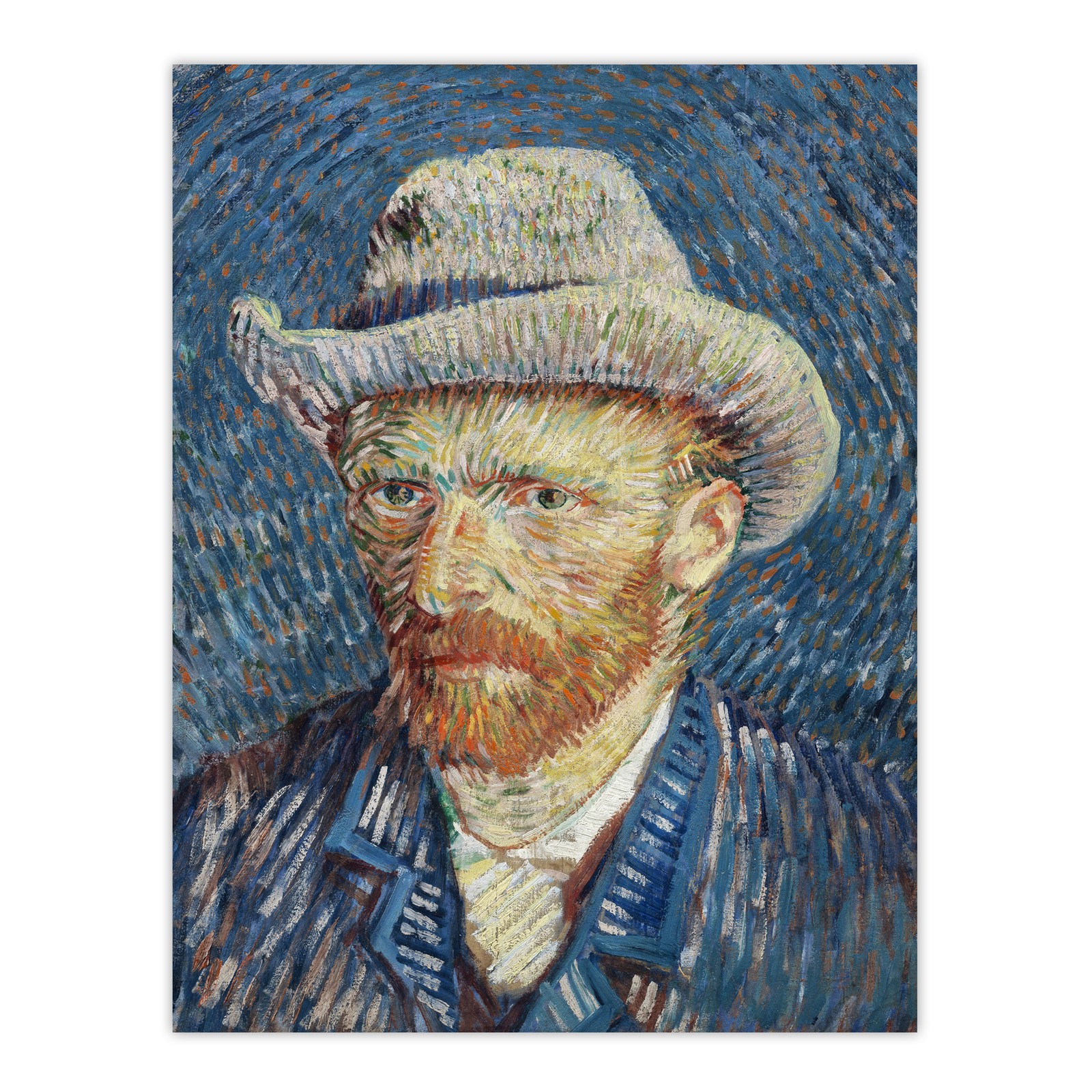 Self Portrait Grey Felt Hat Van Gogh Vintage Wall Art Print Poster