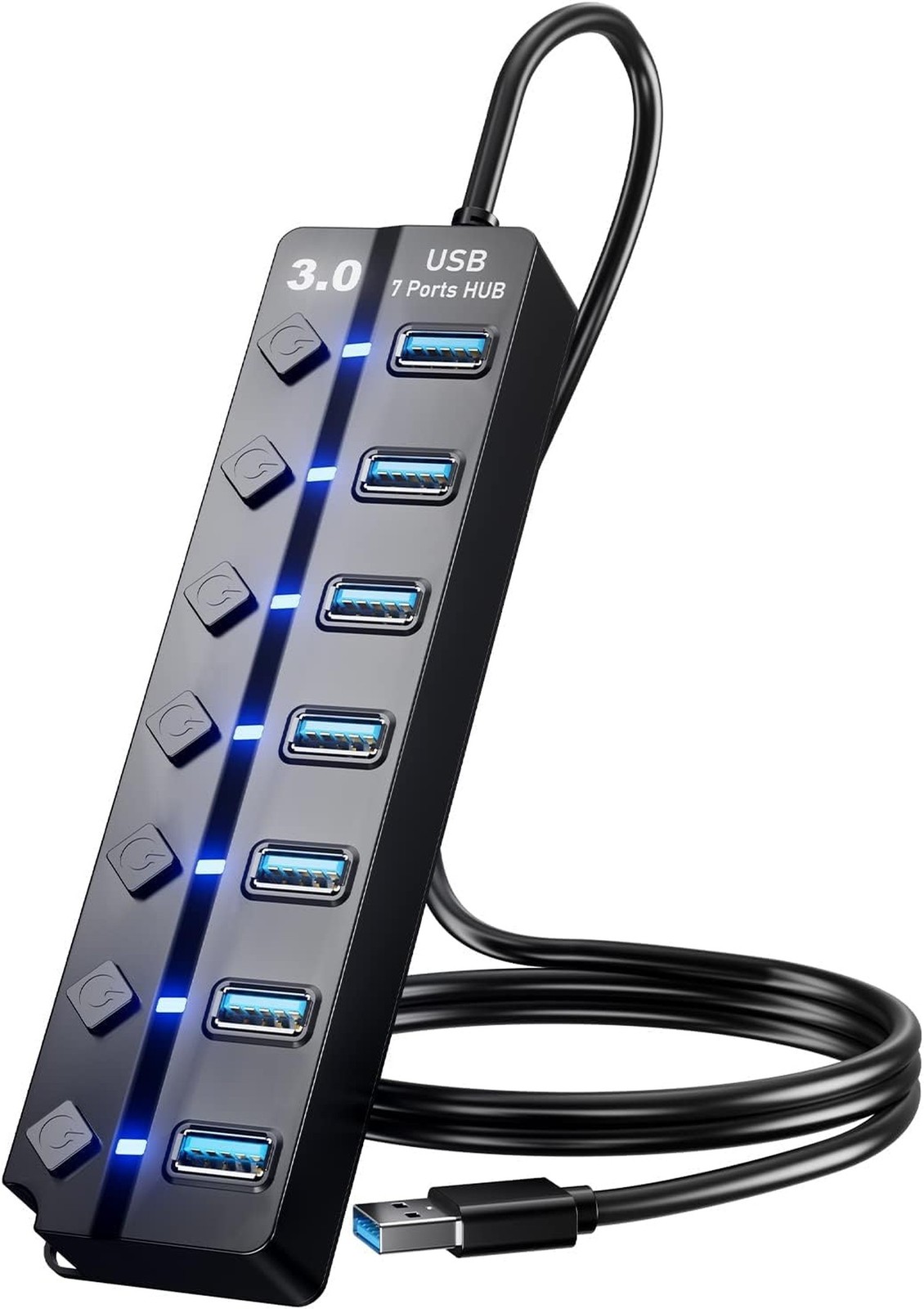 USB 3.0 Hub, 7-Port with Individual On/Off Switches & LED Indicators, 5Gbps H...