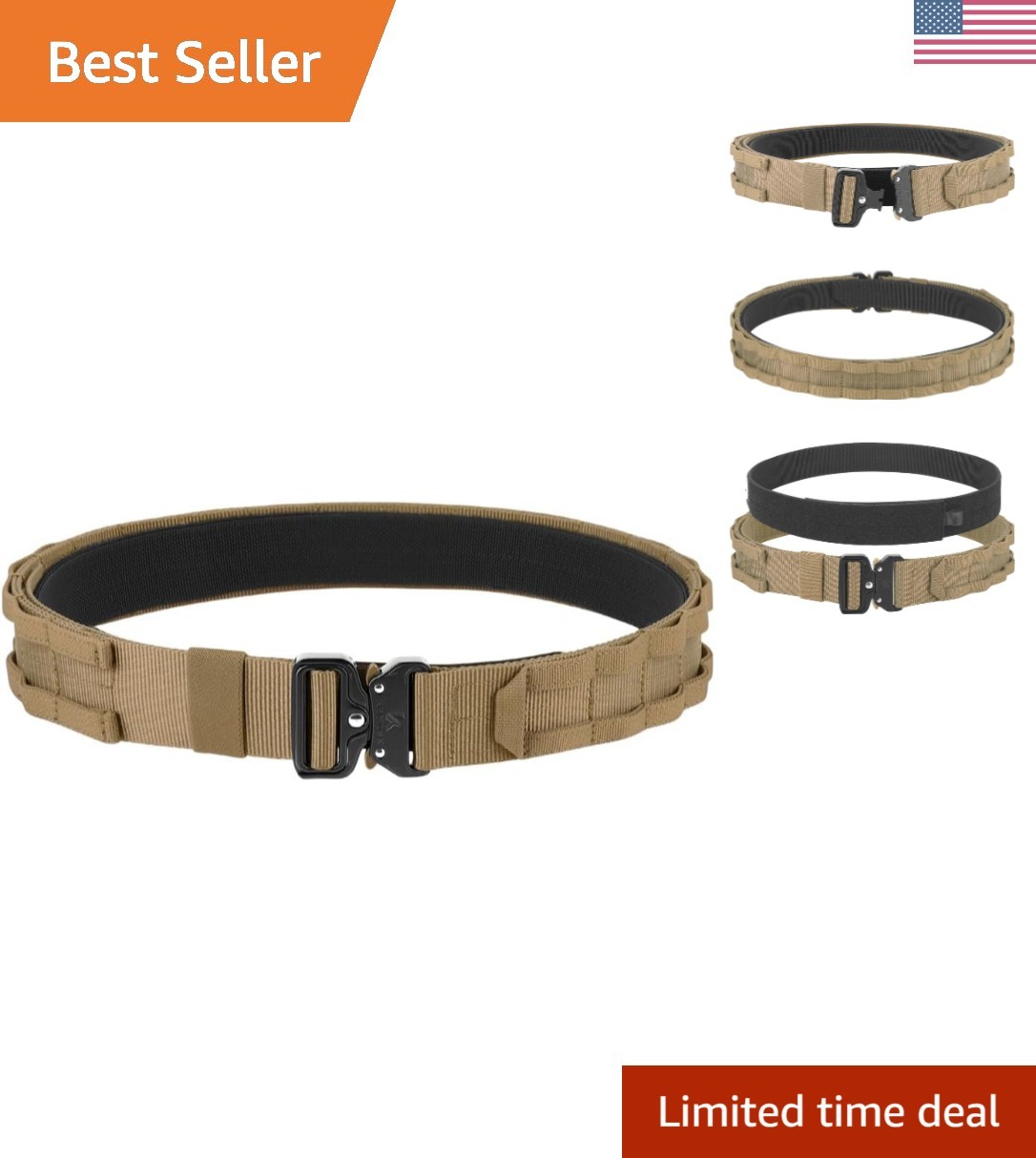 Heavy Duty Quick Release Inner & Outer MOLLE Tactical Belt - Size M Available