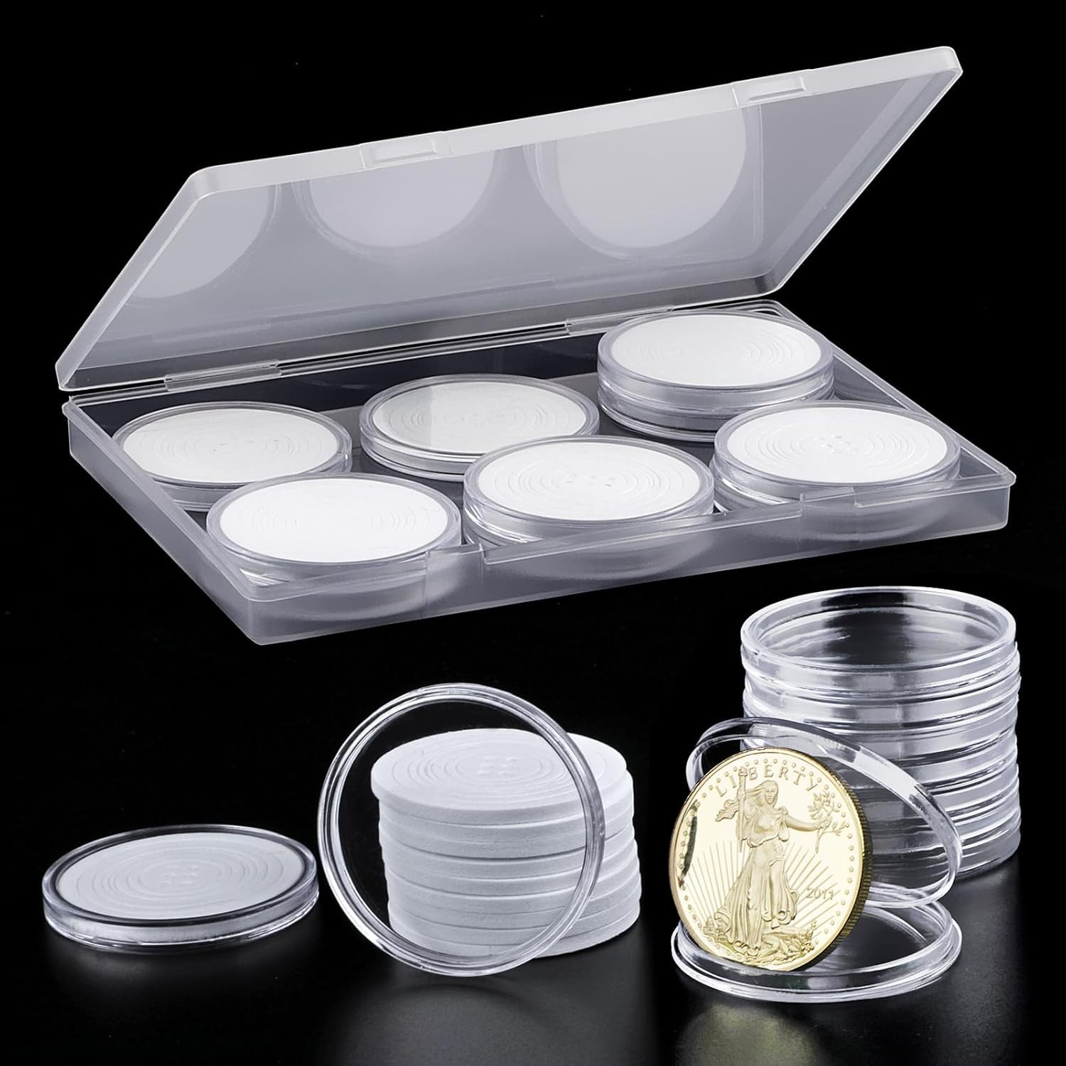 10PCS Clear Coin Capsules, Silver Dollar Coin Holder, Coin Holders for Collector
