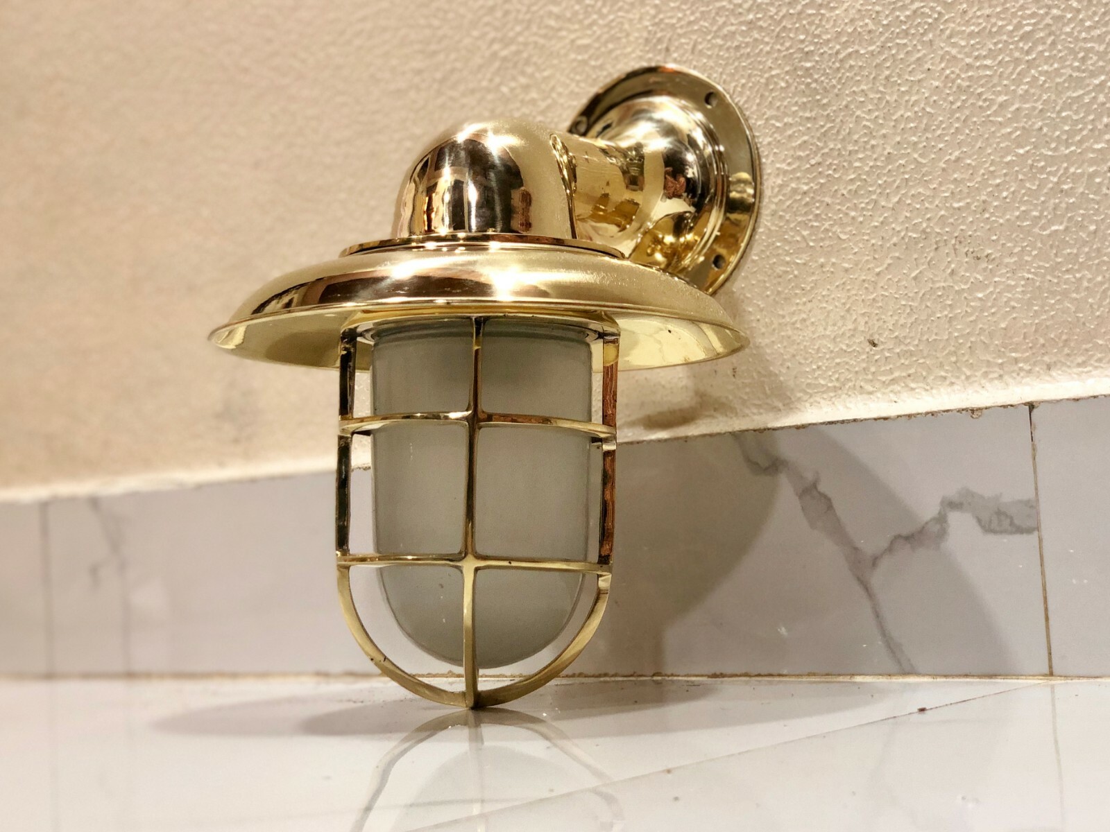 Golden Brass Nautical Bulkhead Wall Lights Vintage Style with Shade Lot of 10