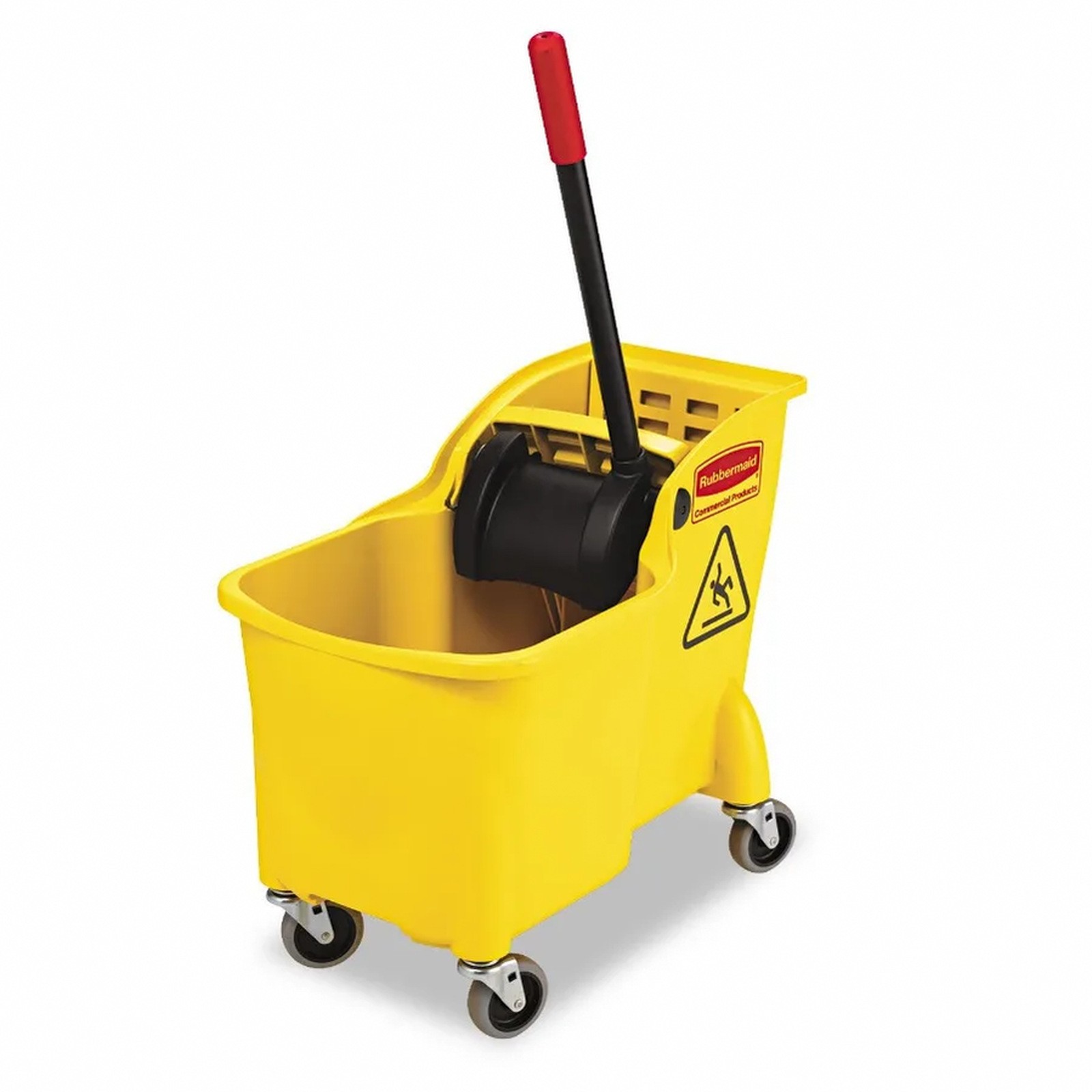 31 QT Tandem Mop Bucket and Wringer Combo on Wheels Yellow for Floor Cleaning
