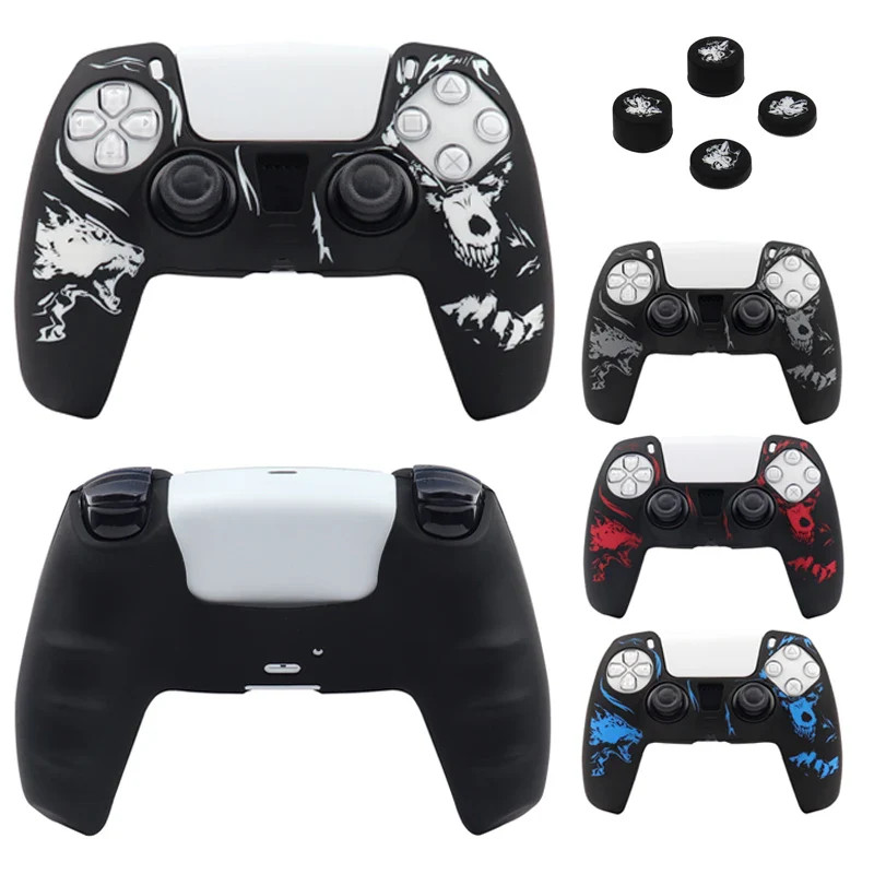 Laser Carving Soft Silicone Cover For PS5 Controller Skin Case Gamepad Joystick 