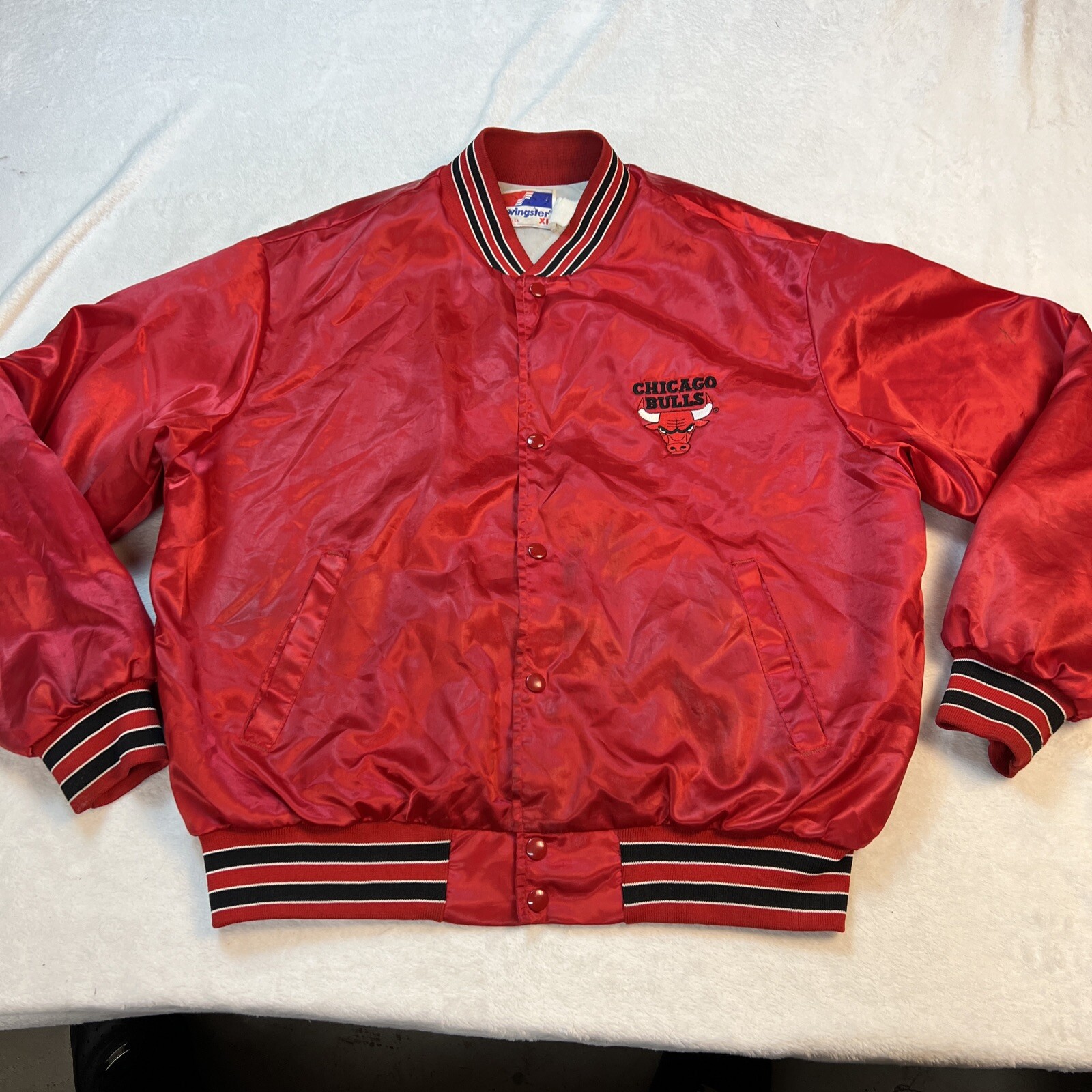 Vintage Swingster Chicago Bulls Satin Jacket USA Made Men’s XL NBA Starter Style