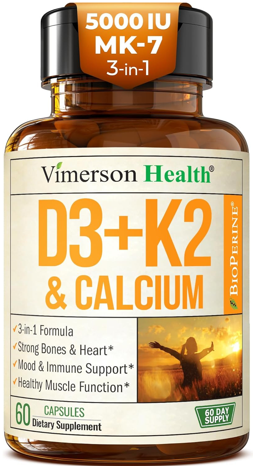 Vitamin D3 K2 Supplement – All-in-1 Support for Immune, Bone & Heart Health with