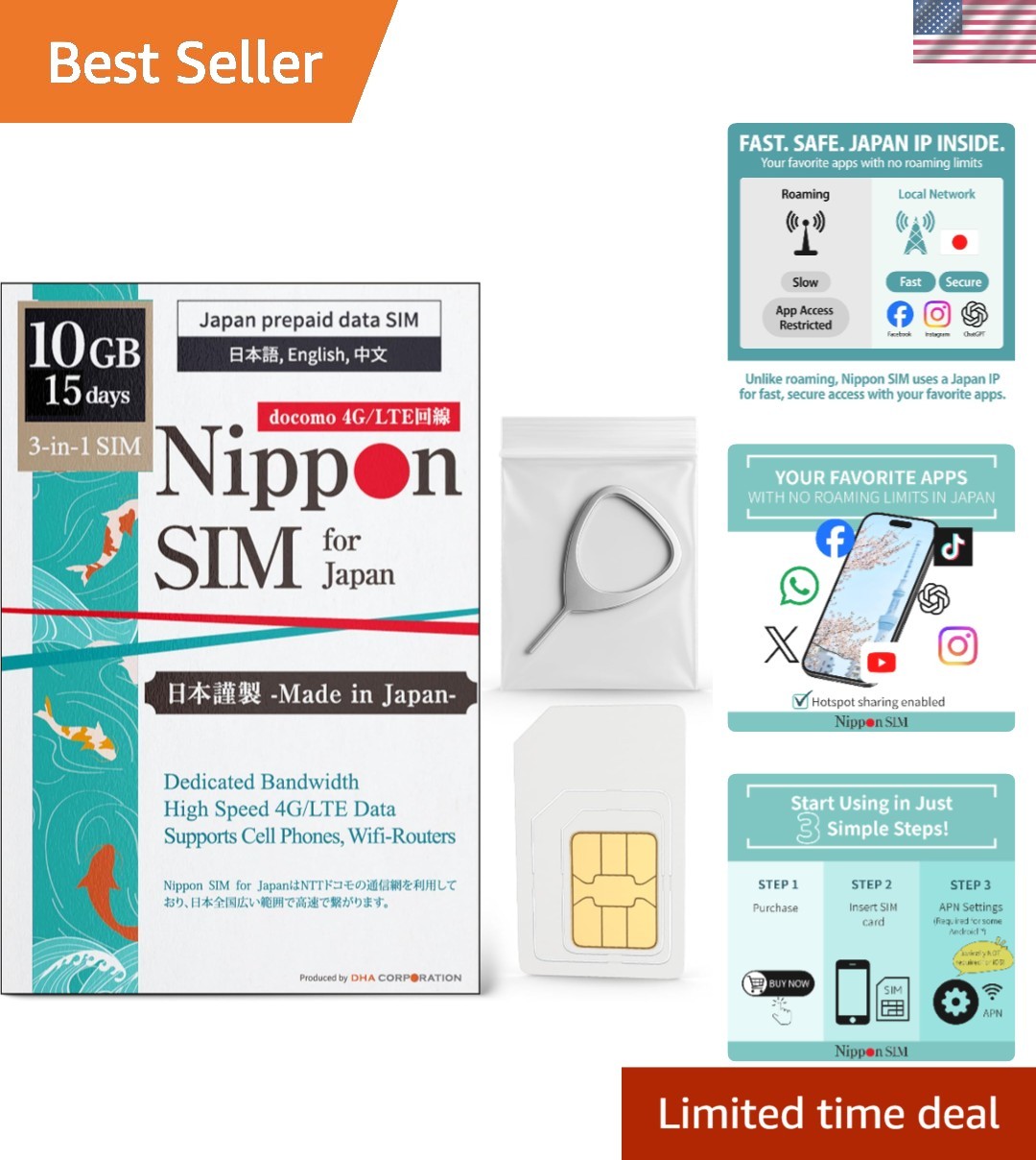 15 Days Japan SIM Card: 10GB High-Speed 4G LTE + Unlimited Data at Reduced Speed