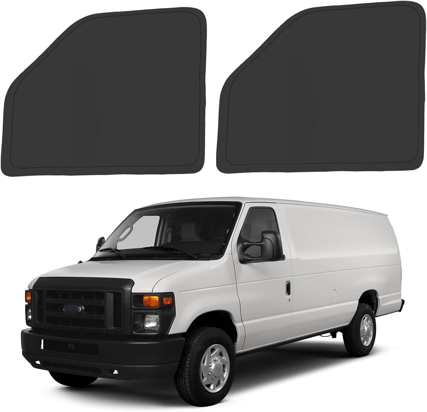 Front Side Window Sun Shade for Silver & Black-Fit Ford E-150 E-250 E-350 E-450