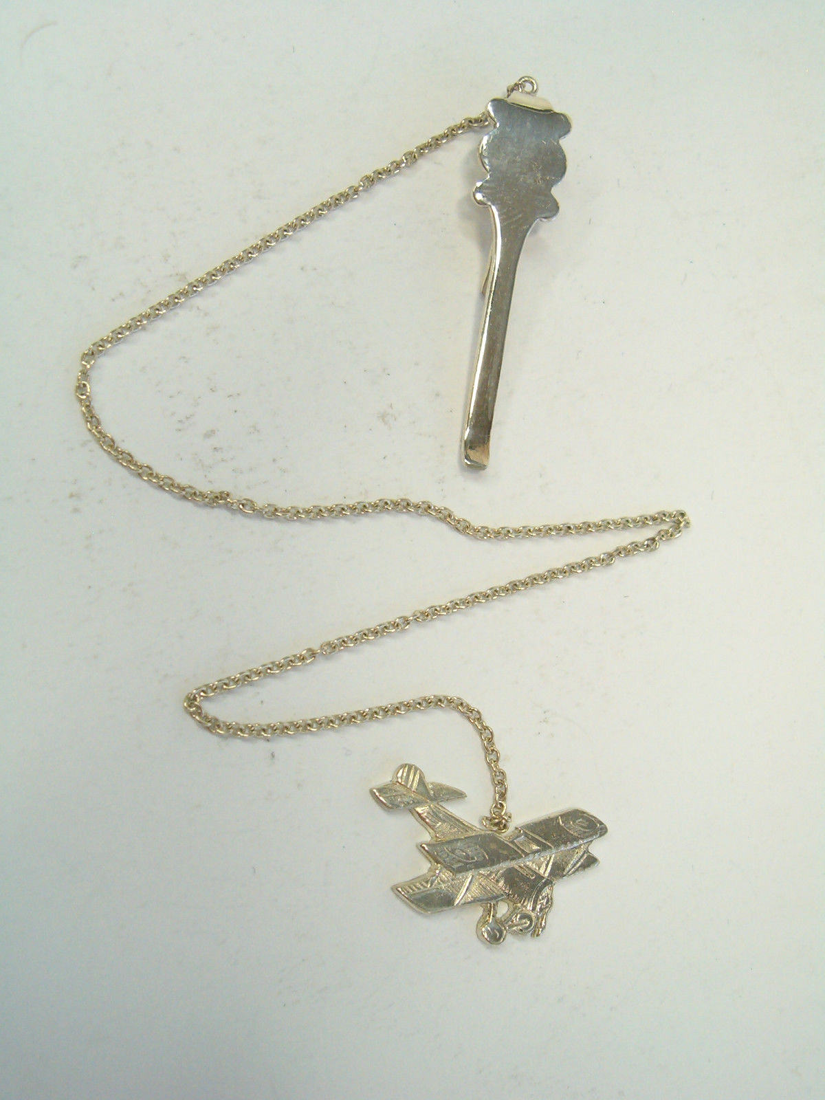 925 Silver Bookmark With Biplane - Airplane Page Marker - Aeronautics -