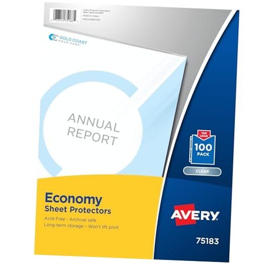  Clear Economy Sheet Protectors, Top Load, 100 Document Protectors 100 Pack