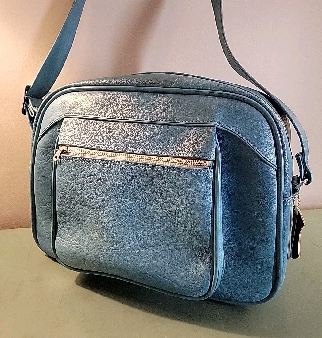 Vtg American Tourister Escort Shoulder Bag Purse Light Blue Overnight Carry On