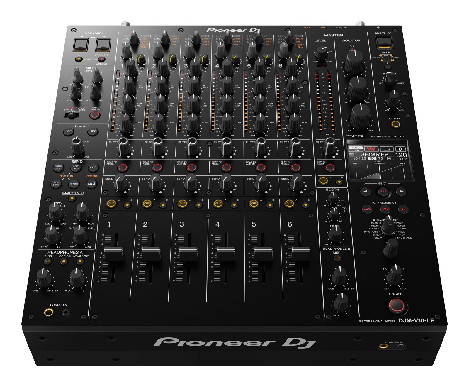 Pioneer DJM-V10-LF Creative Style 6-Channel Professional DJ Mixer w/ Long Faders