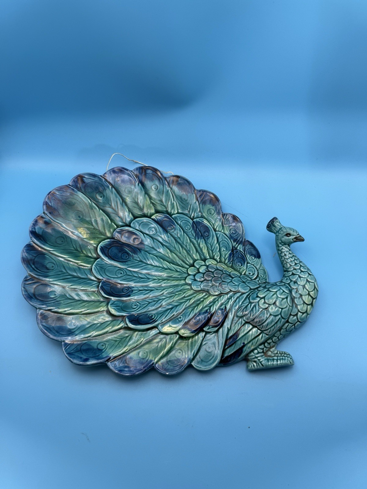 Vintage Ceramic Peacock Wall Plaque – Made in Japan Mid-Century Wall Decor