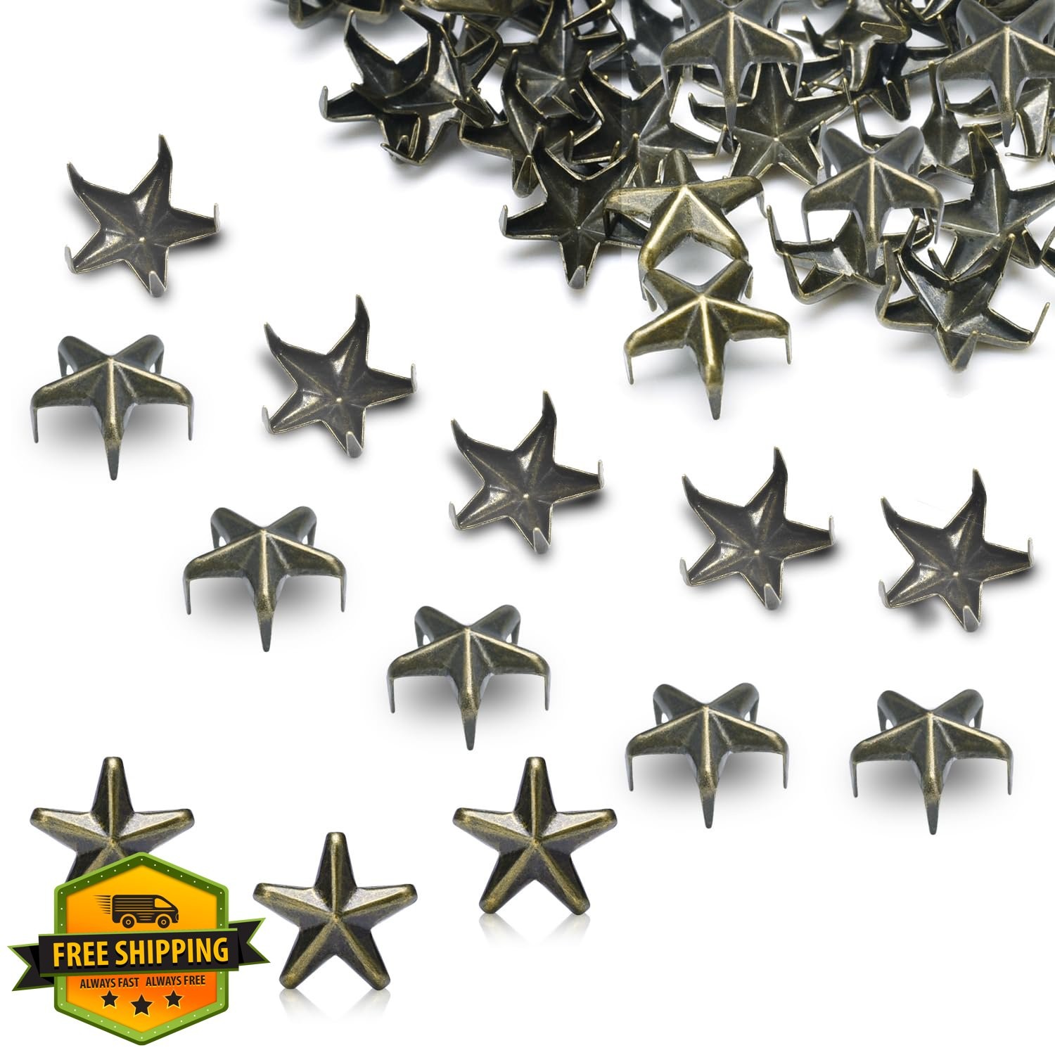 12mm Bronze Star Studs Rivets for Leathercraft 150 Sets