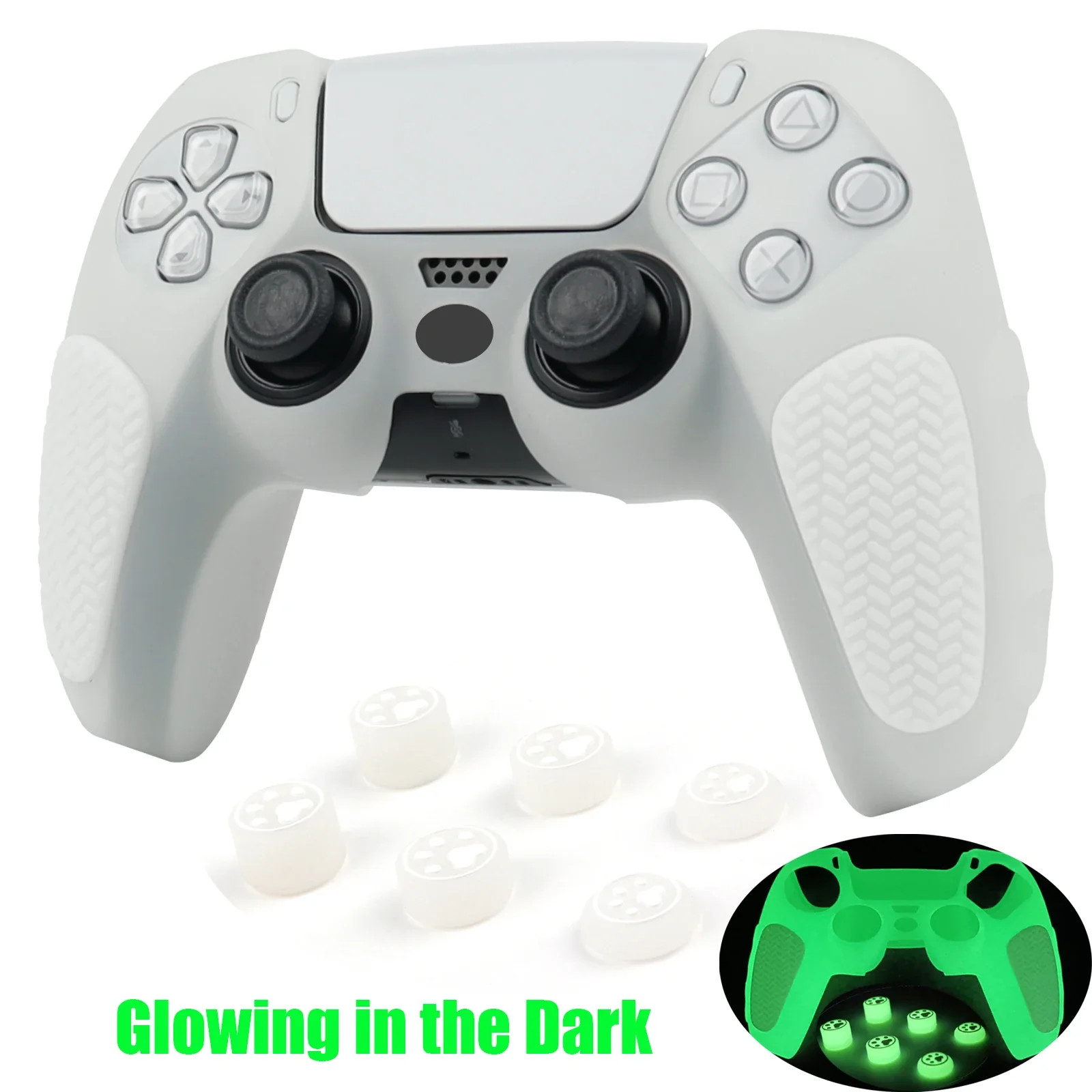 Glowing in Dark Transparent Soft Silicone Skin Cover for PS5 Controller Case Vid