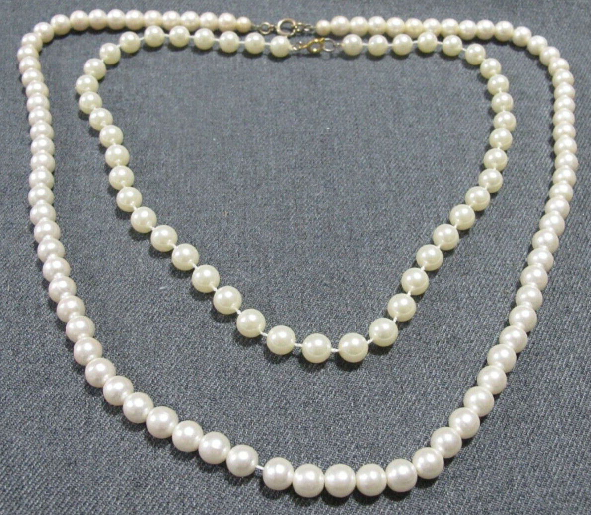 Vintage faux pearls & thermoplastic pearly beads necklaces