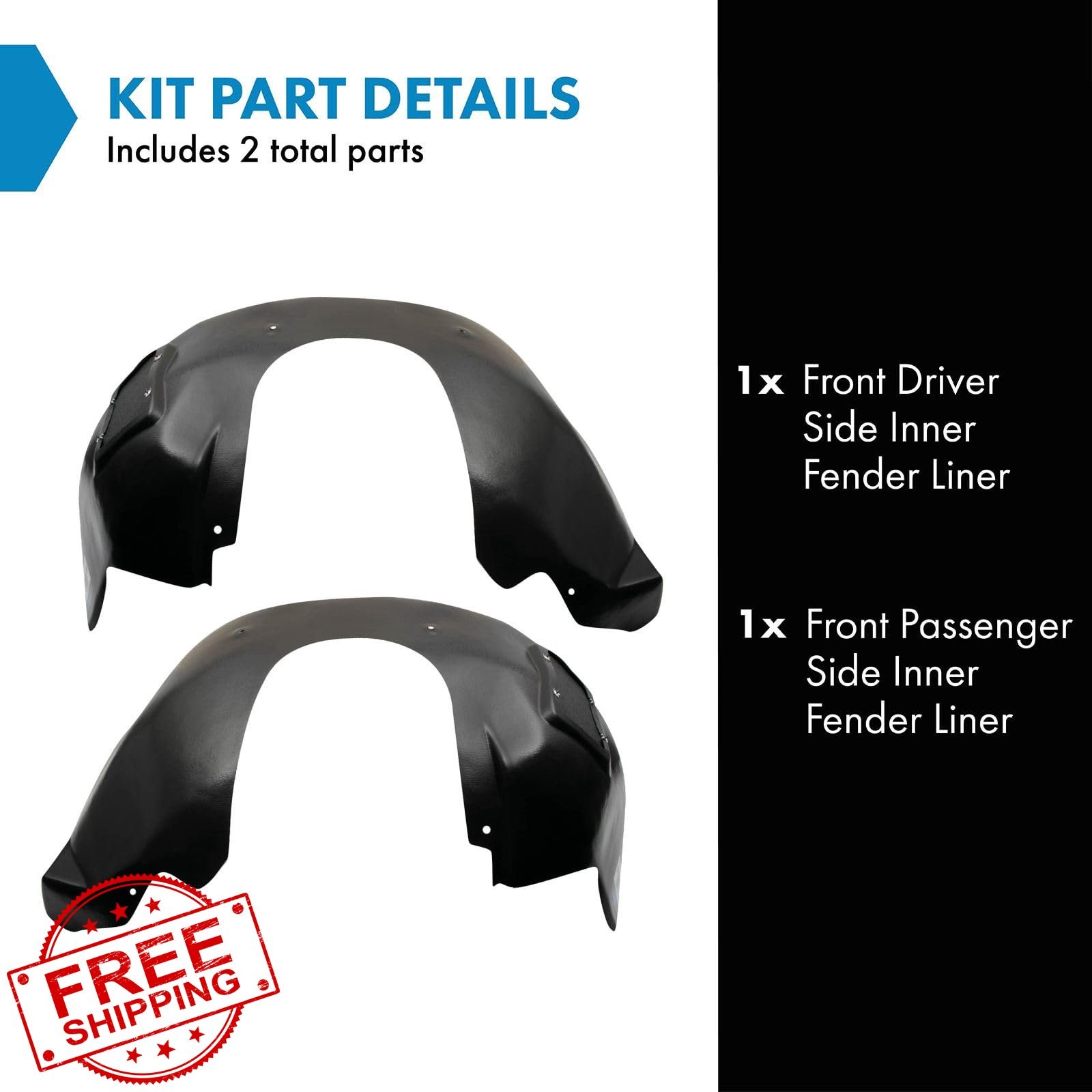 TRQ Fender Liner Set 10-13 Chevy Camaro LS LT Driver Passenger