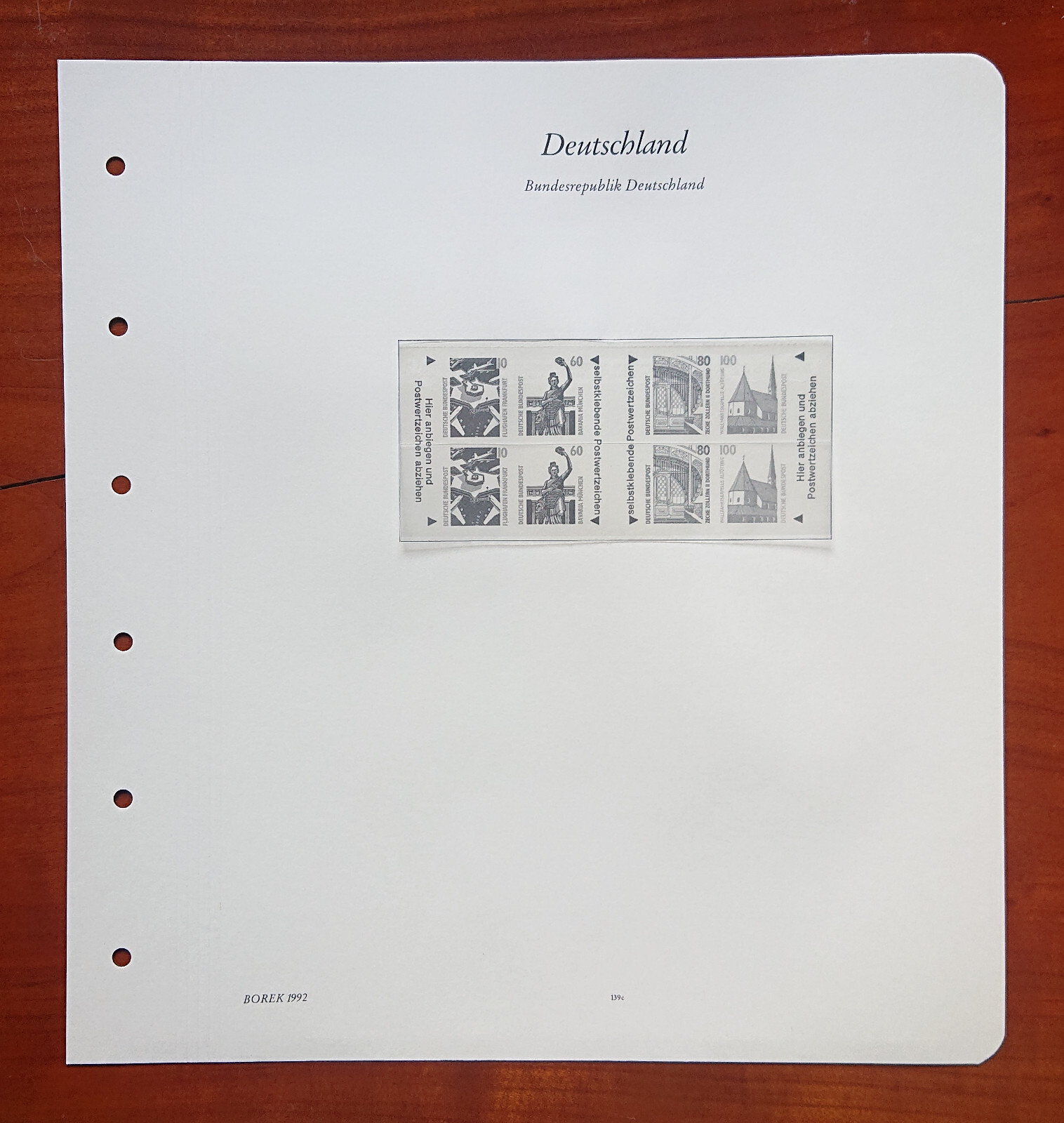 Form sheet Federal Republic of Germany Borek 1992 p. 139c Architecture Building