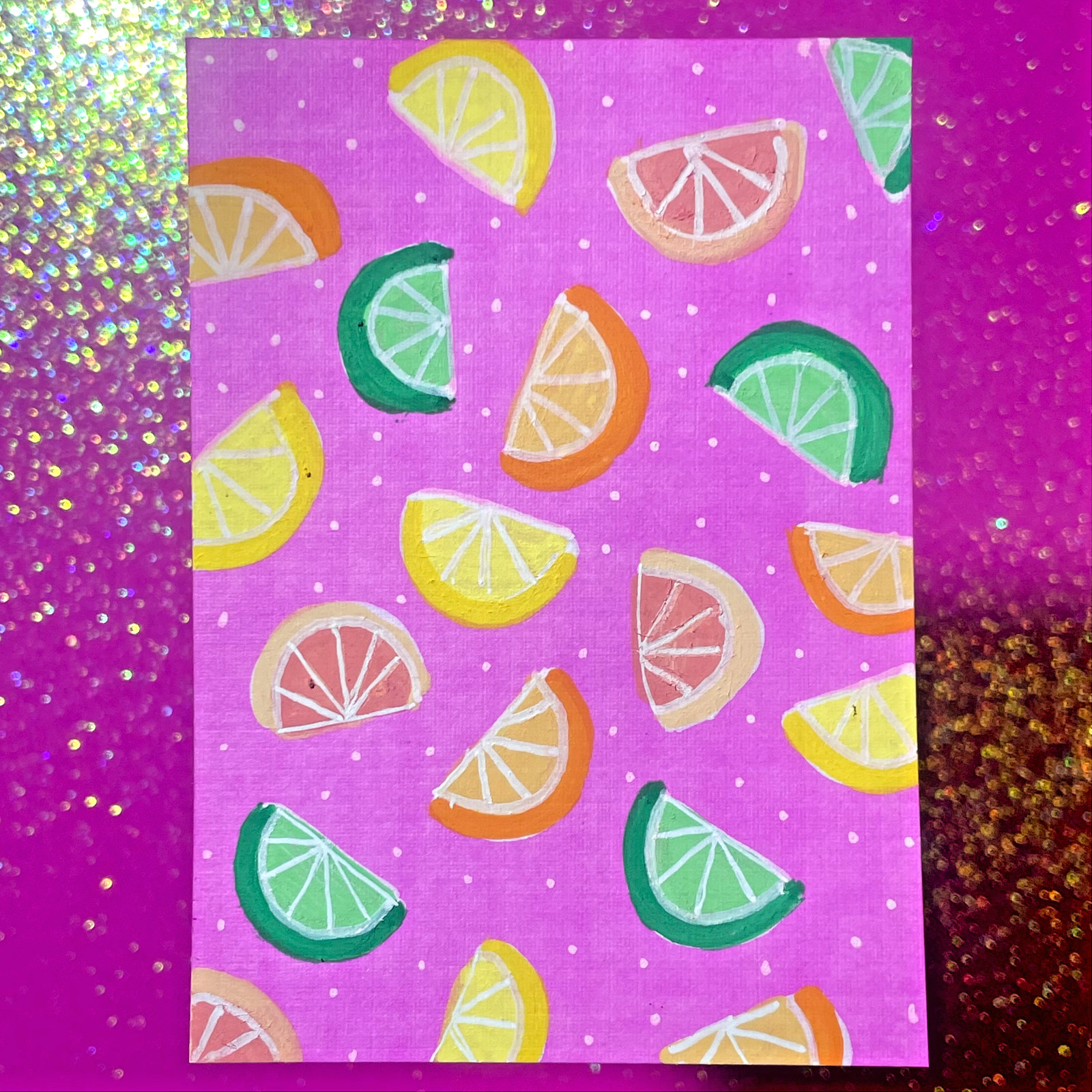 ACEO Art Card | Citrus Wedges | Original Mixed Media Drawing | made.by.jess