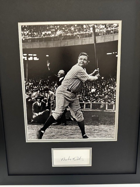Framed Photograph of Babe Ruth with Signature Block