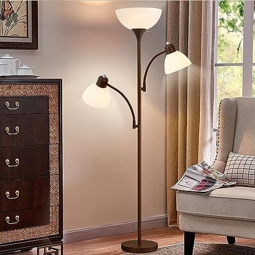  Floor Lamps for Living Room, 72" Tall Standing Lamp, Torchiere Lamp with Brown