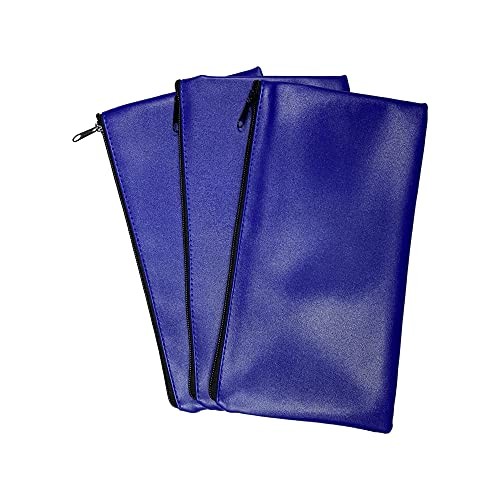 Blue Bank Security Deposit Zipper Bag, Water Resistant Vinyl Coated