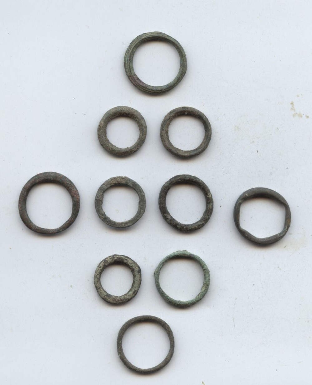Lot of 10 ancient Celtic bronze ring money pieces from Hungary, ca.500-100 BC