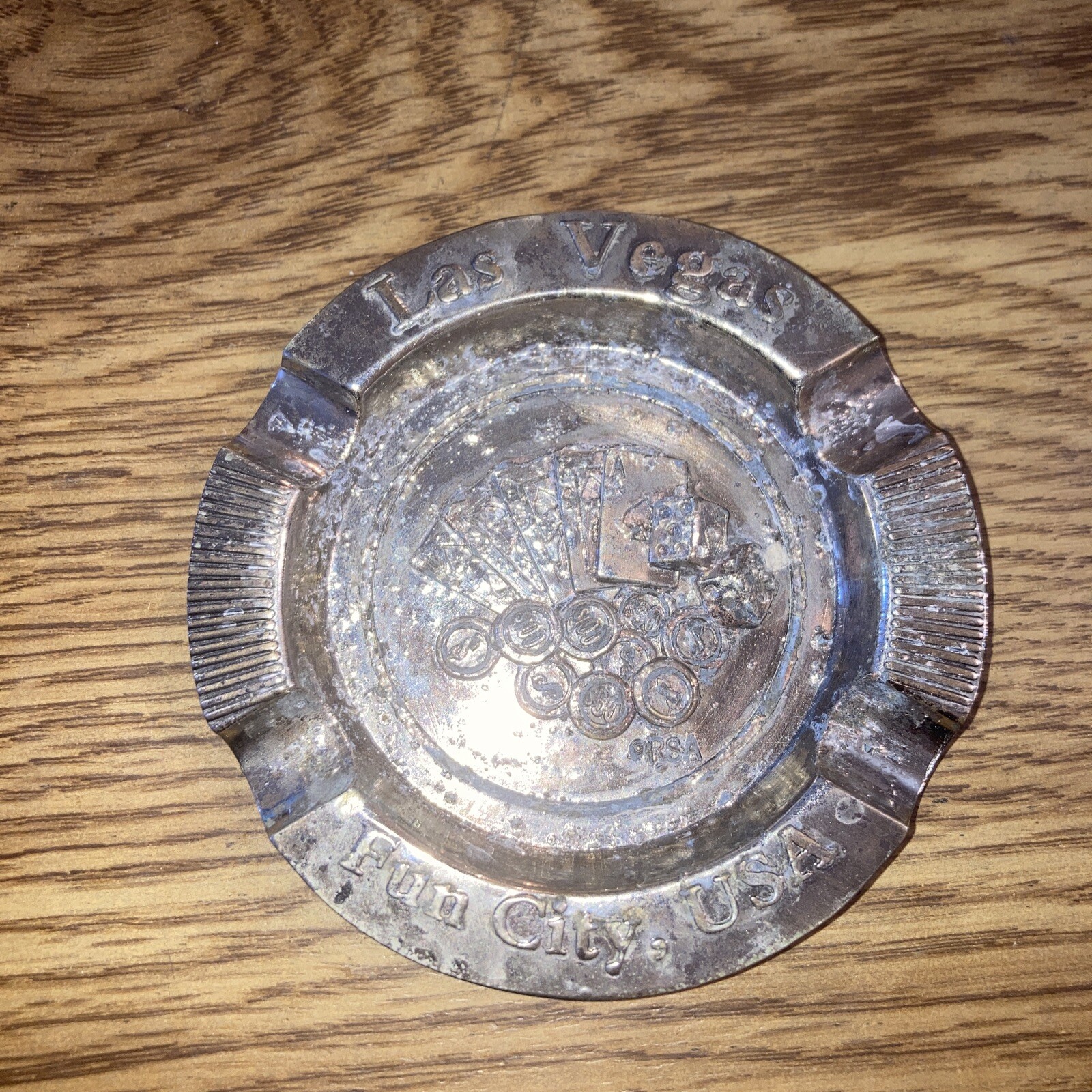 Las Vegas Fun City USA, Vintage Ashtray 3-1/4" Metal Souvenir