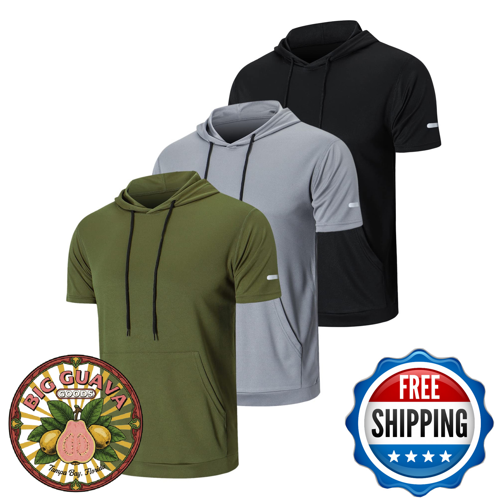 frueo Men's 3 Pack Workout Shirts Quick Dry Moisture Wicking Short Sleeve Mesh A