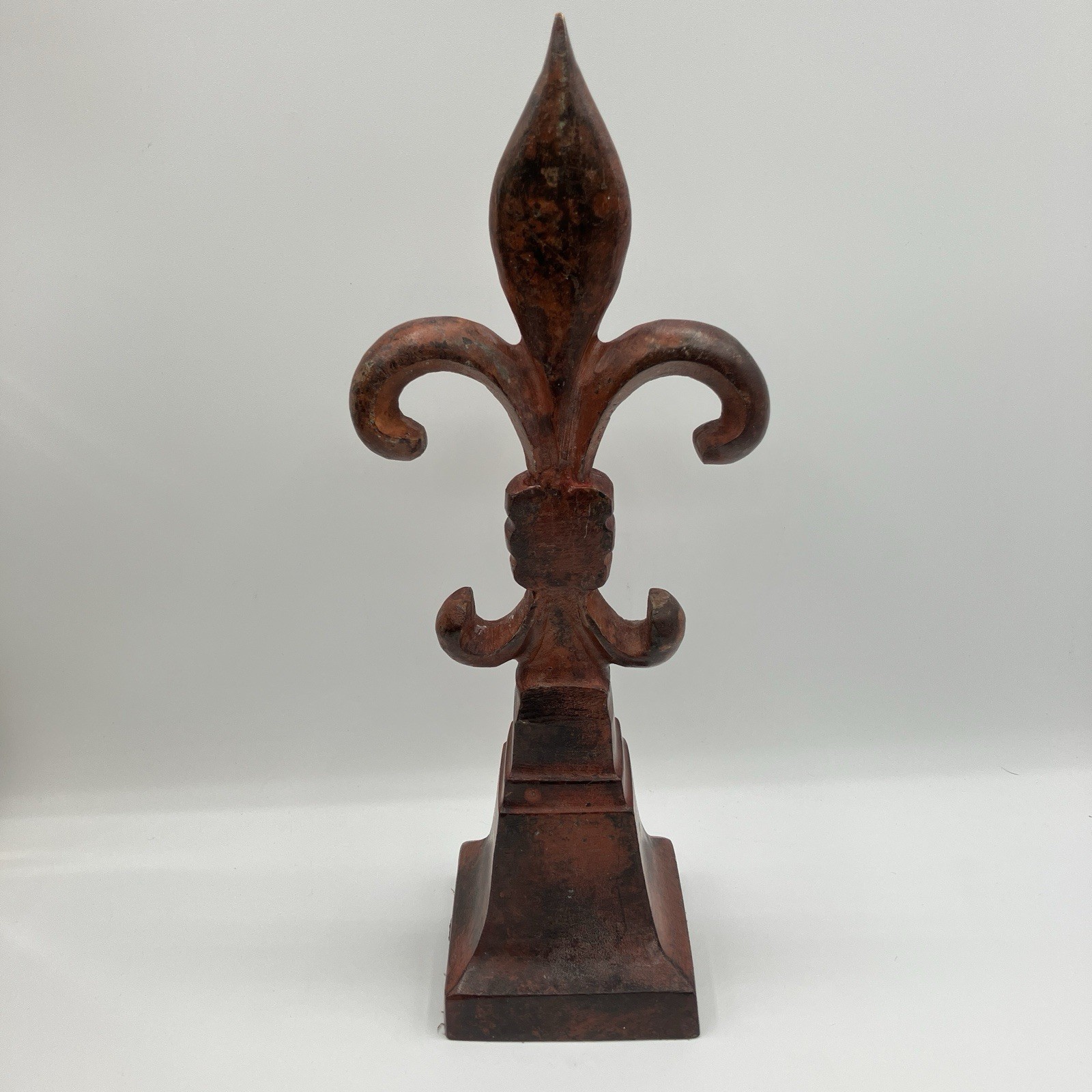 Fleur de Lis Finial Ornamental Decorative 12” H Metal Rustic Interior Decor