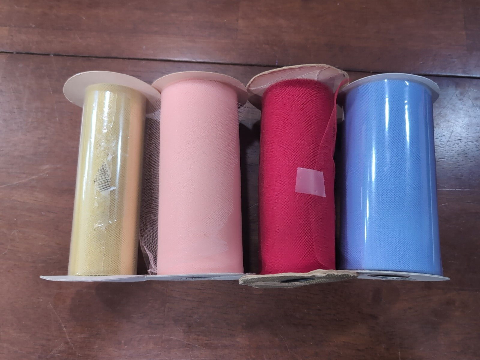 Lot of 4 Nylon Tulle Shear Fabric, Assorted Colors, Approx 75 Yards Total