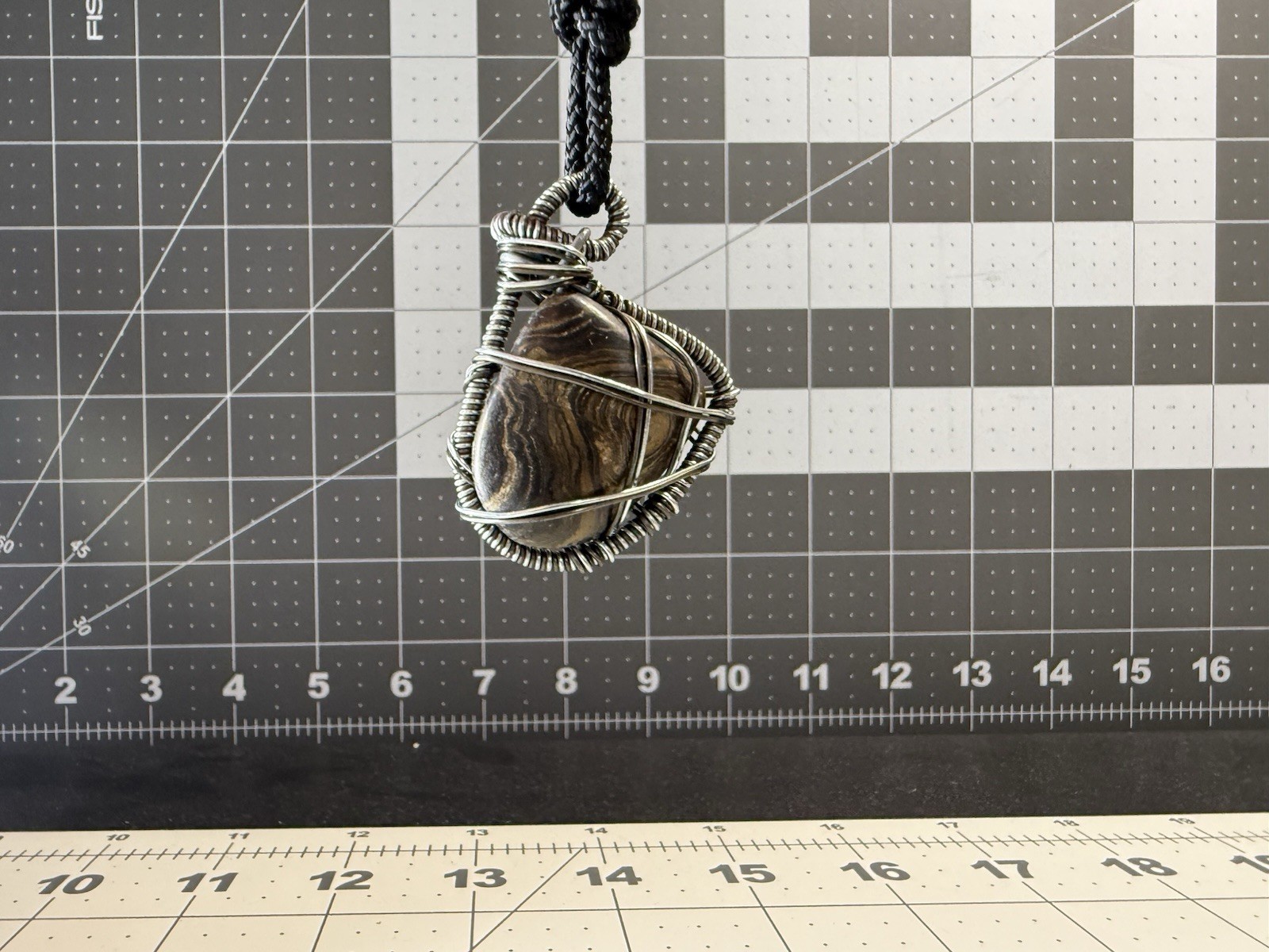 Handmade Steel and Brass Wire Wrapped Tumbled Stone Mini Pendant 1"