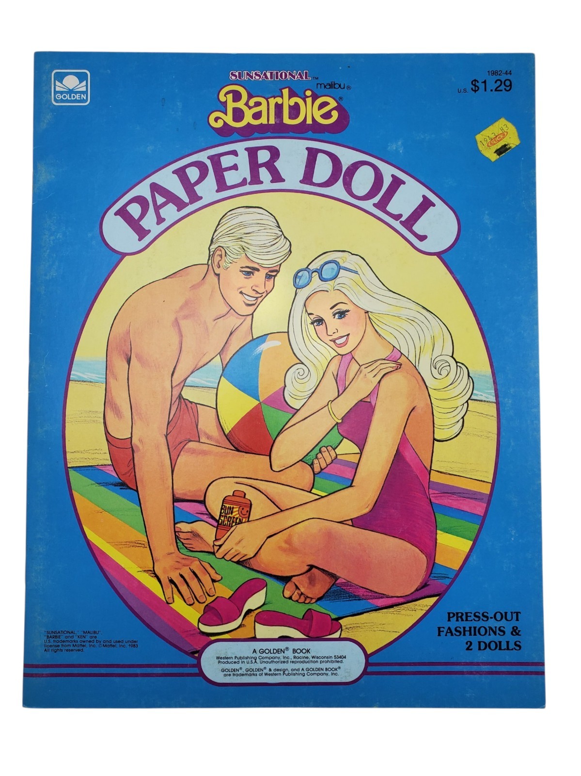 Vintage MALIBU BARBIE KEN Sunsational Paper Dolls Golden 1983 No. 1982-44 Uncut