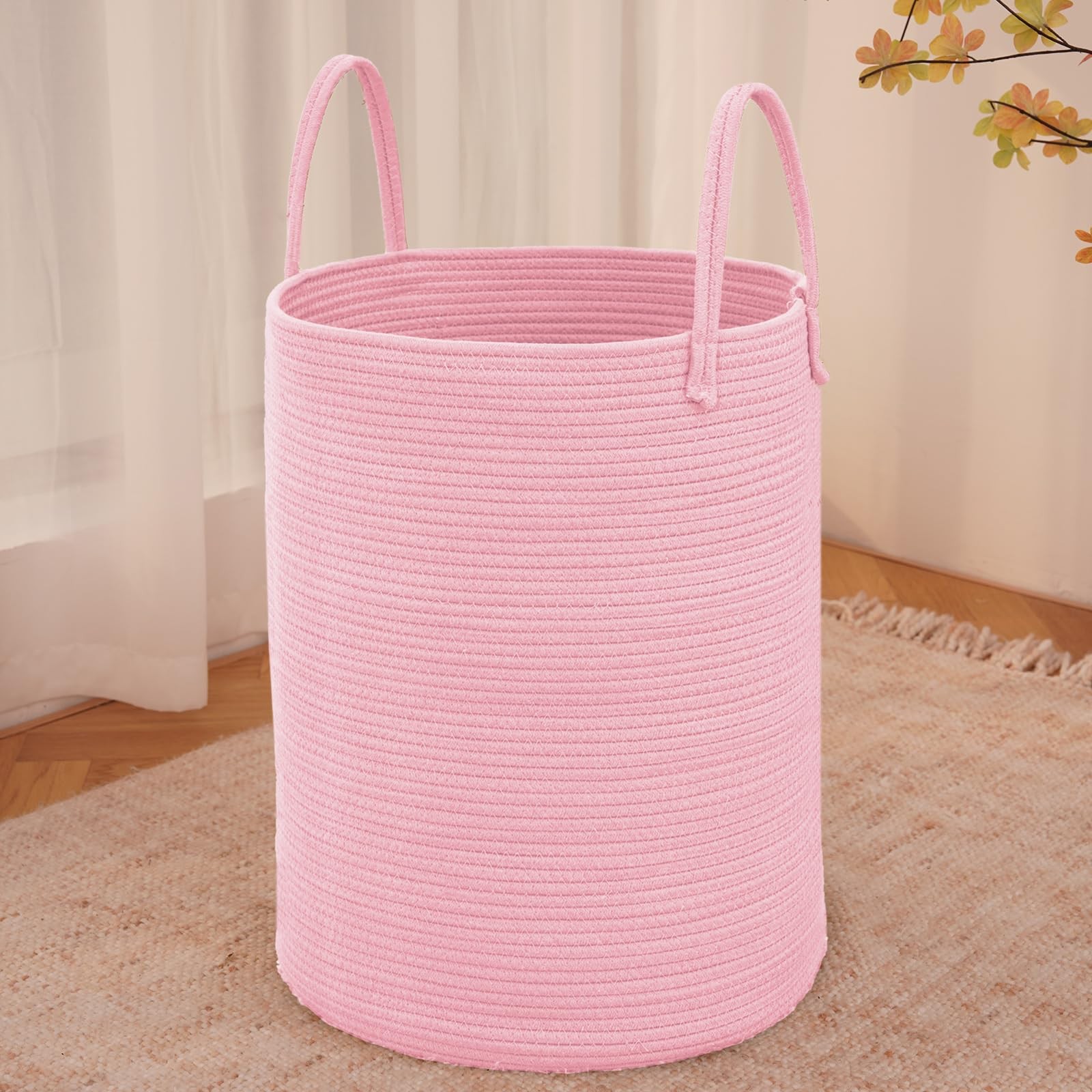 Laundry Basket 100L Cotton Rope Storage Bin Decorative Tall Nursery Hamper Large