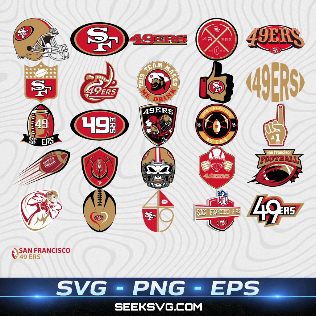 San Francisco 49ers SVG Bundle – 26 Football Logos, SF Emblems, Helmets & Fan Gr