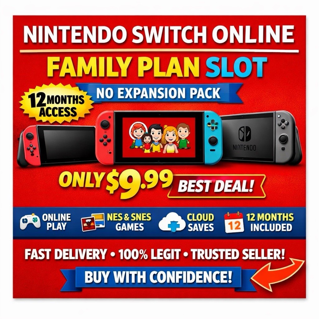 🔥 12 Months Nintendo Switch Online Membership Family Group Spot USA NO EXP PAK