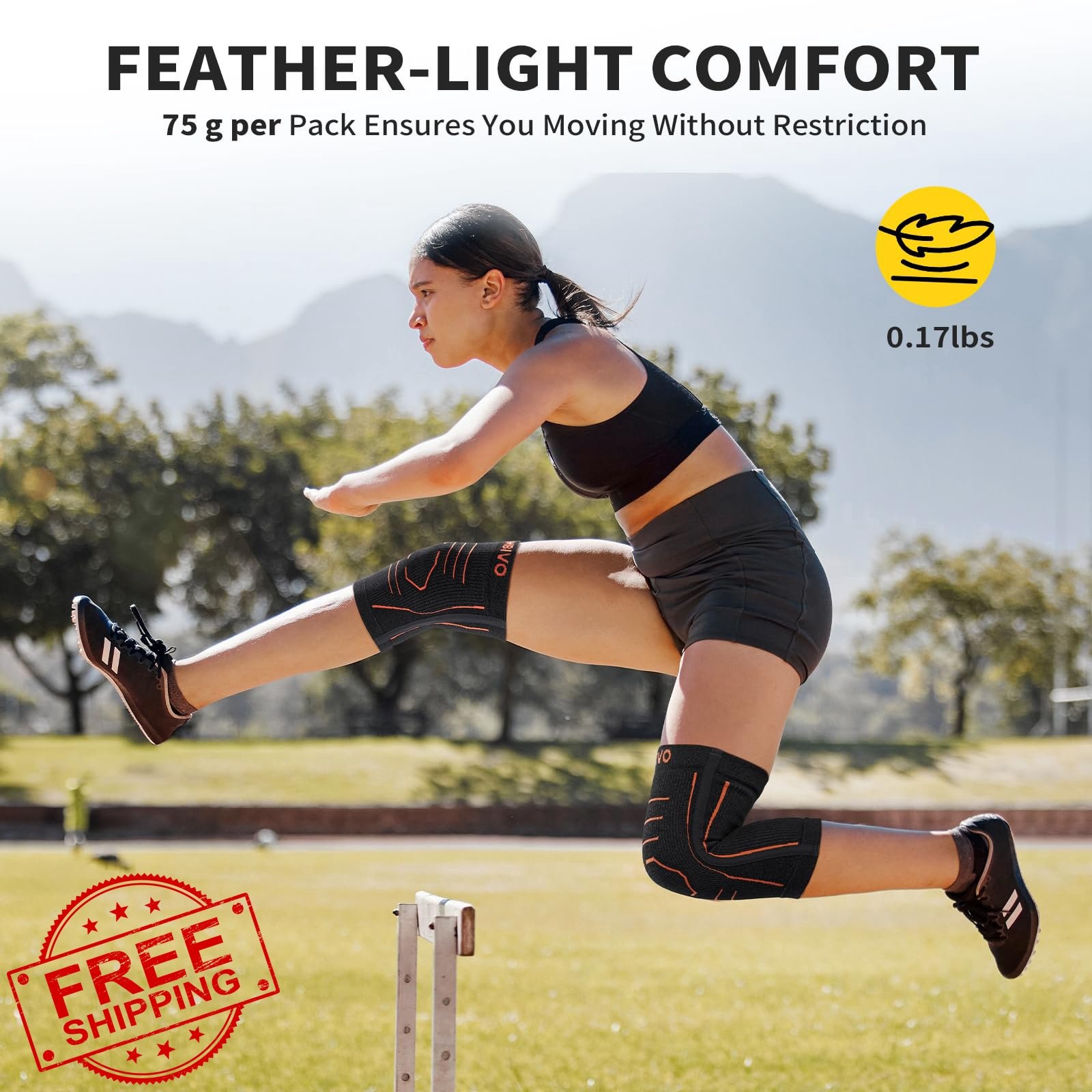 CAMBIVO Knee Brace XL, 2 Pack Side Stabilizer Compression Sleeves Black