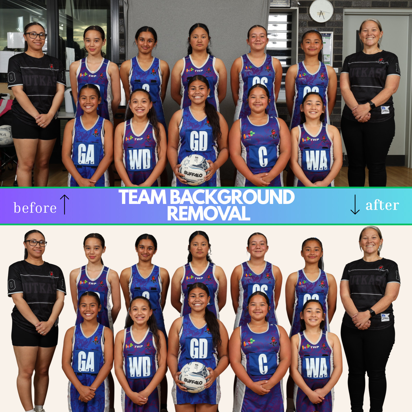 Professional Team Background Removal Service