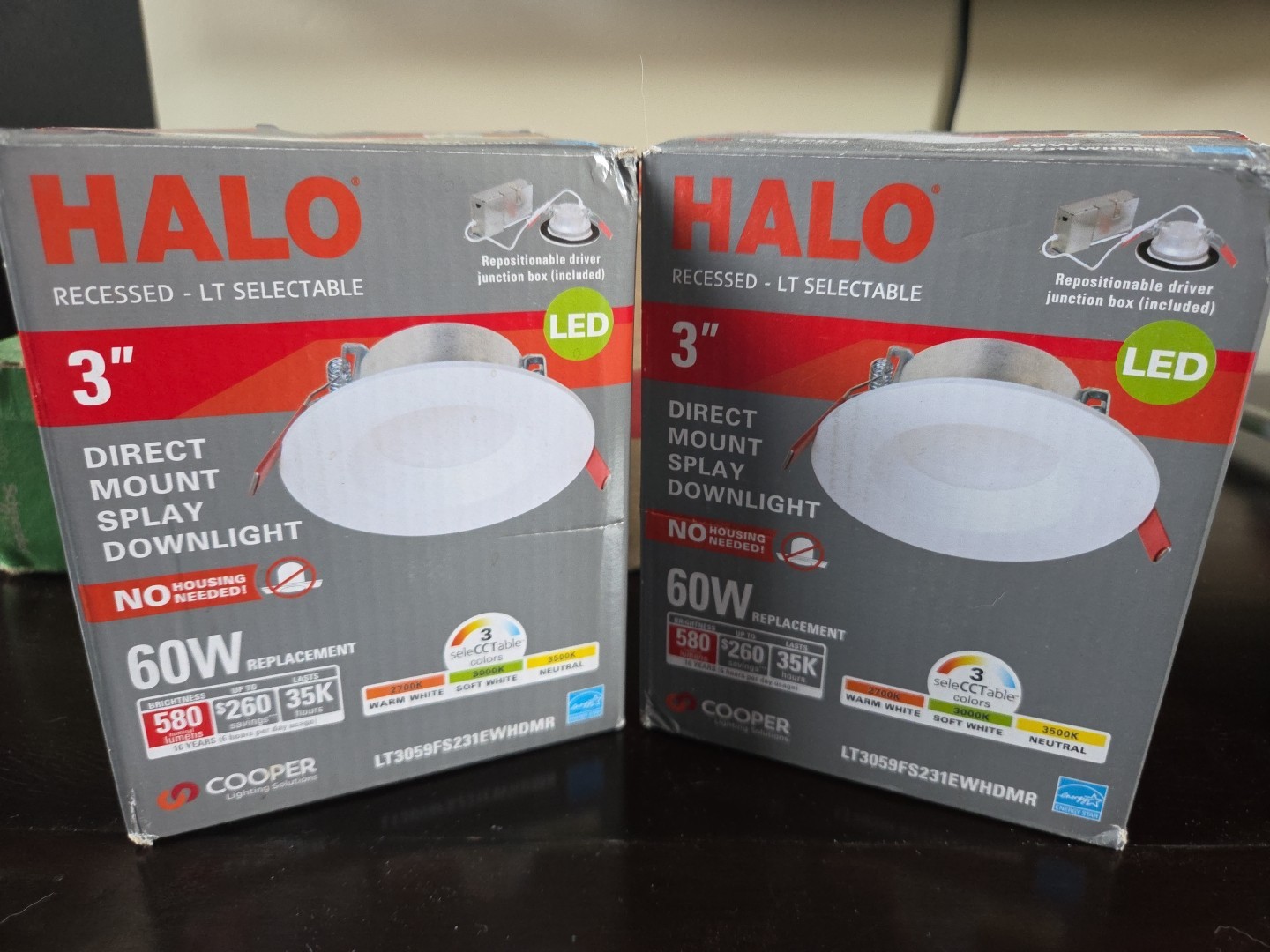 Lot of 2 Halo 3 Inch Selectable CCT Canless Recessed Light(not wafers)