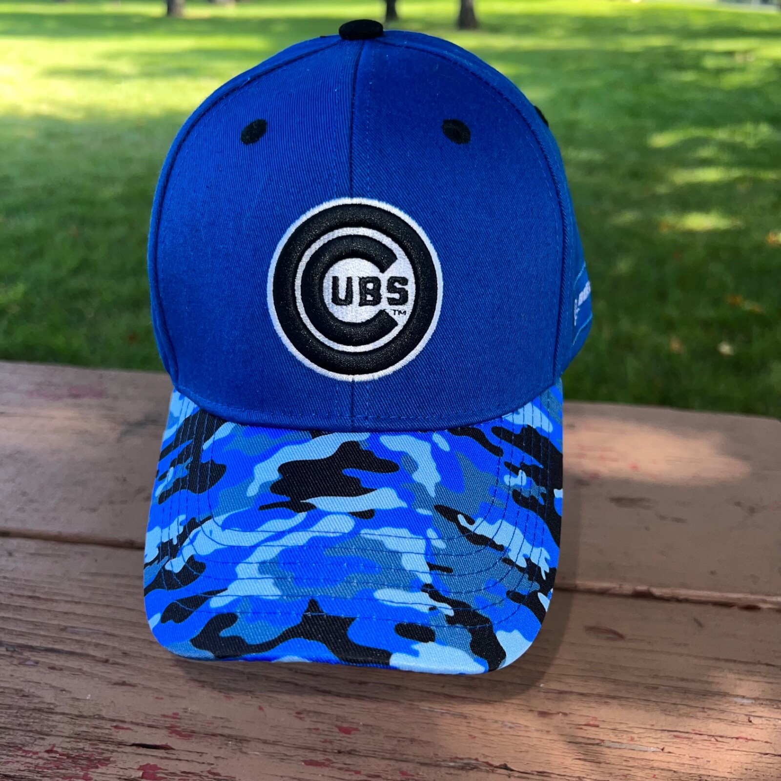 Chicago Cubs Black blue Gray Camouflage Bill Blue Hat Cap Snapback Boeing EUC