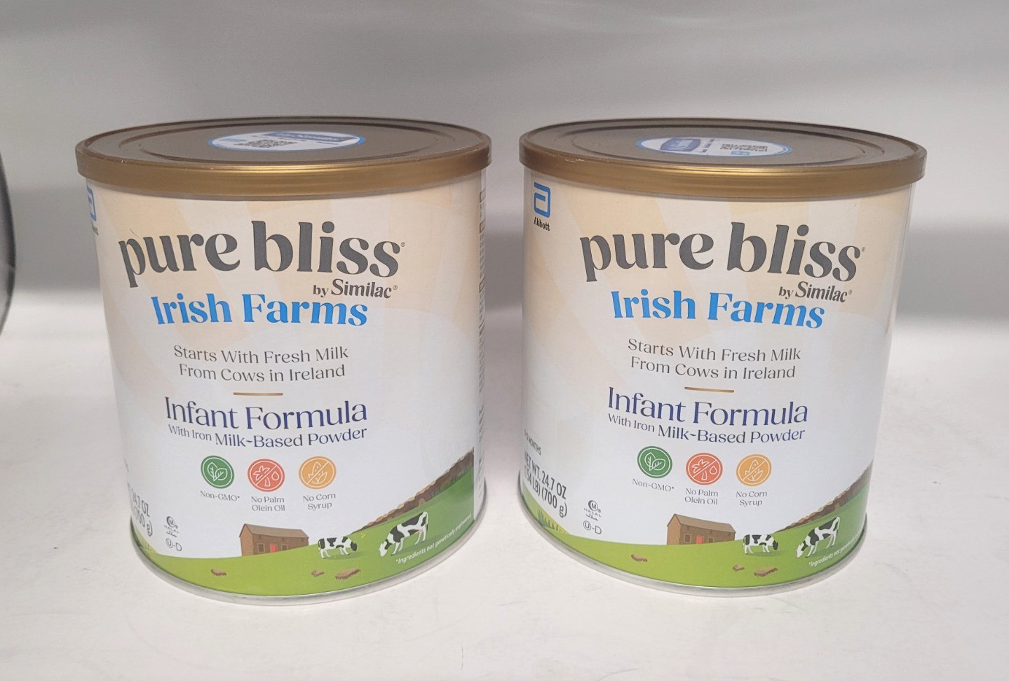 2 New Cans Pure Bliss Similac Irish Farms Infant Baby Formula 24.7 oz Exp 3/27