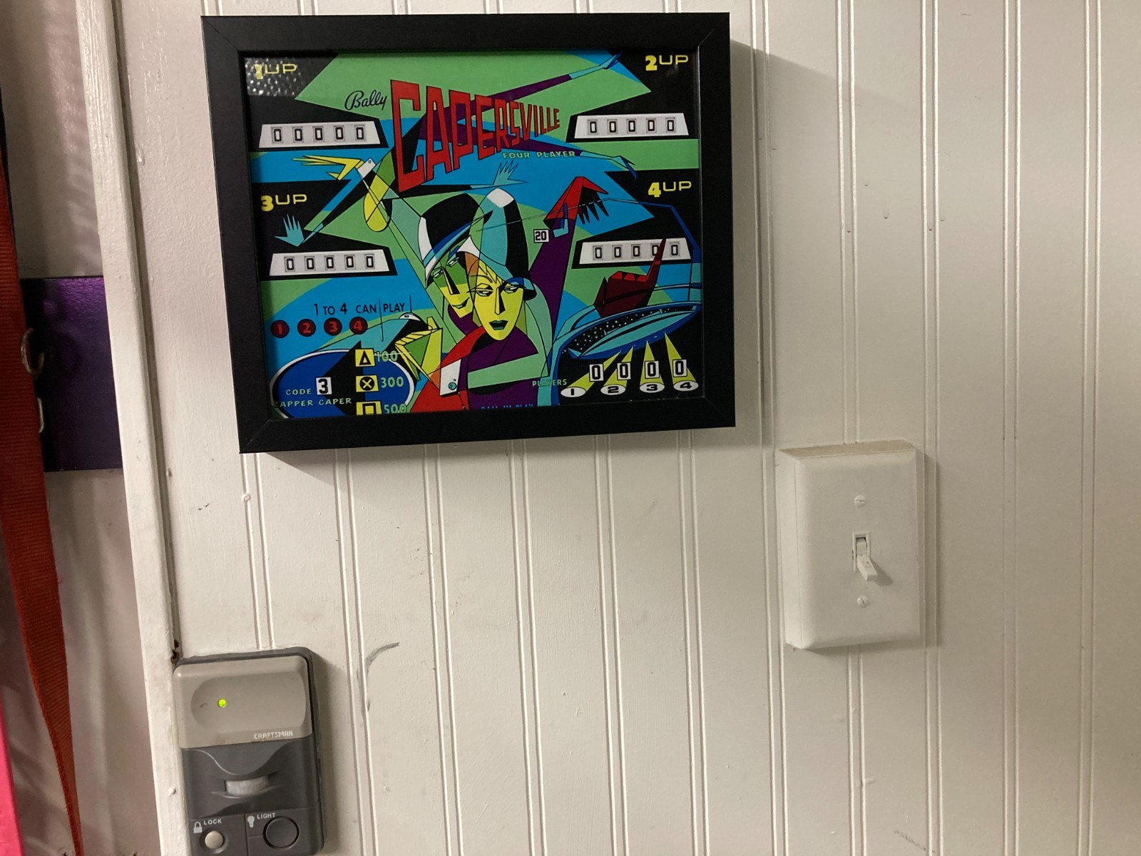 Retro Glow Pinball Art | 8"x 10" Illuminated Framed Print - "CAPERSVILLE" - 1966