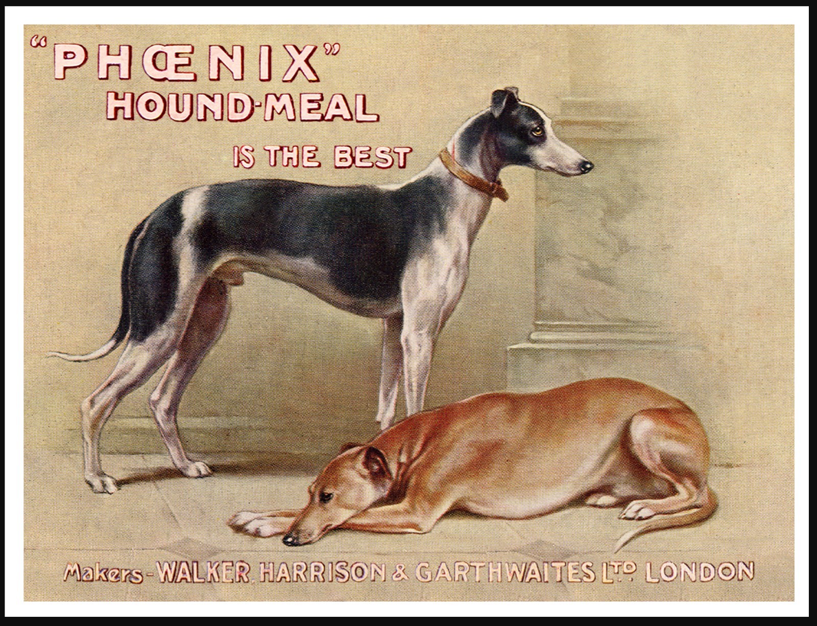 GREYHOUND DOG ART PRINT POSTER VINTAGE STYLE DOG FOOD ADVERT