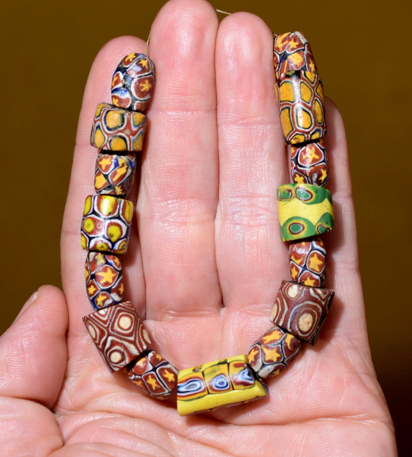 Antique Venetian Assorted Millefiori Italian Murrine Cane Beads, African Trade
