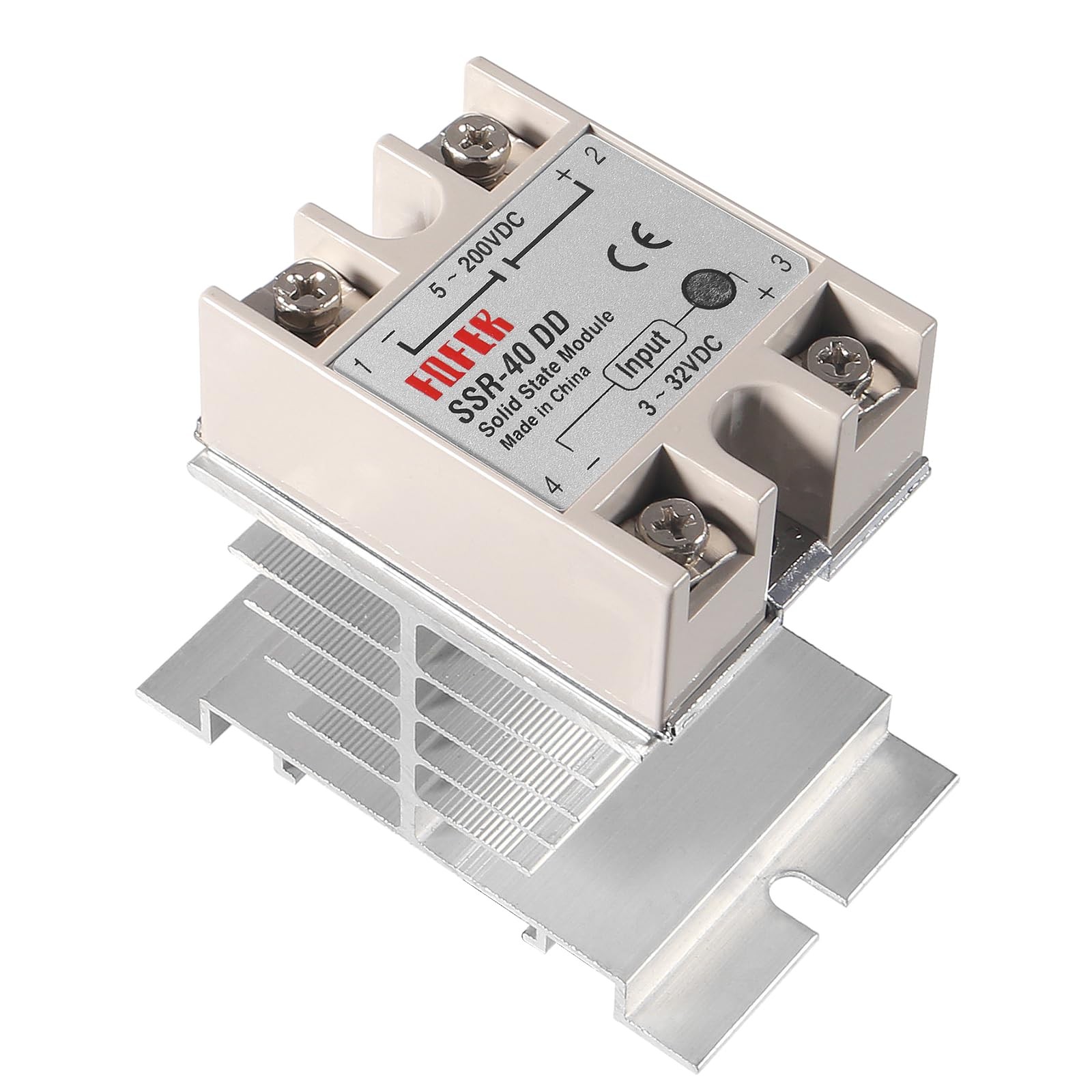 SSR-40DD Solid State Relay 40A DC to Input 1pcs with Heat Sink 