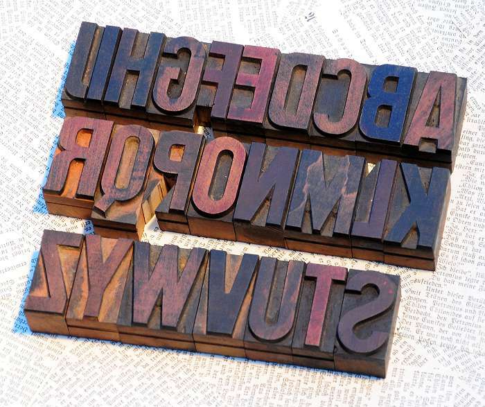 A-Z alphabet 1.77" letterpress wooden printing blocks wood type Vintage printer